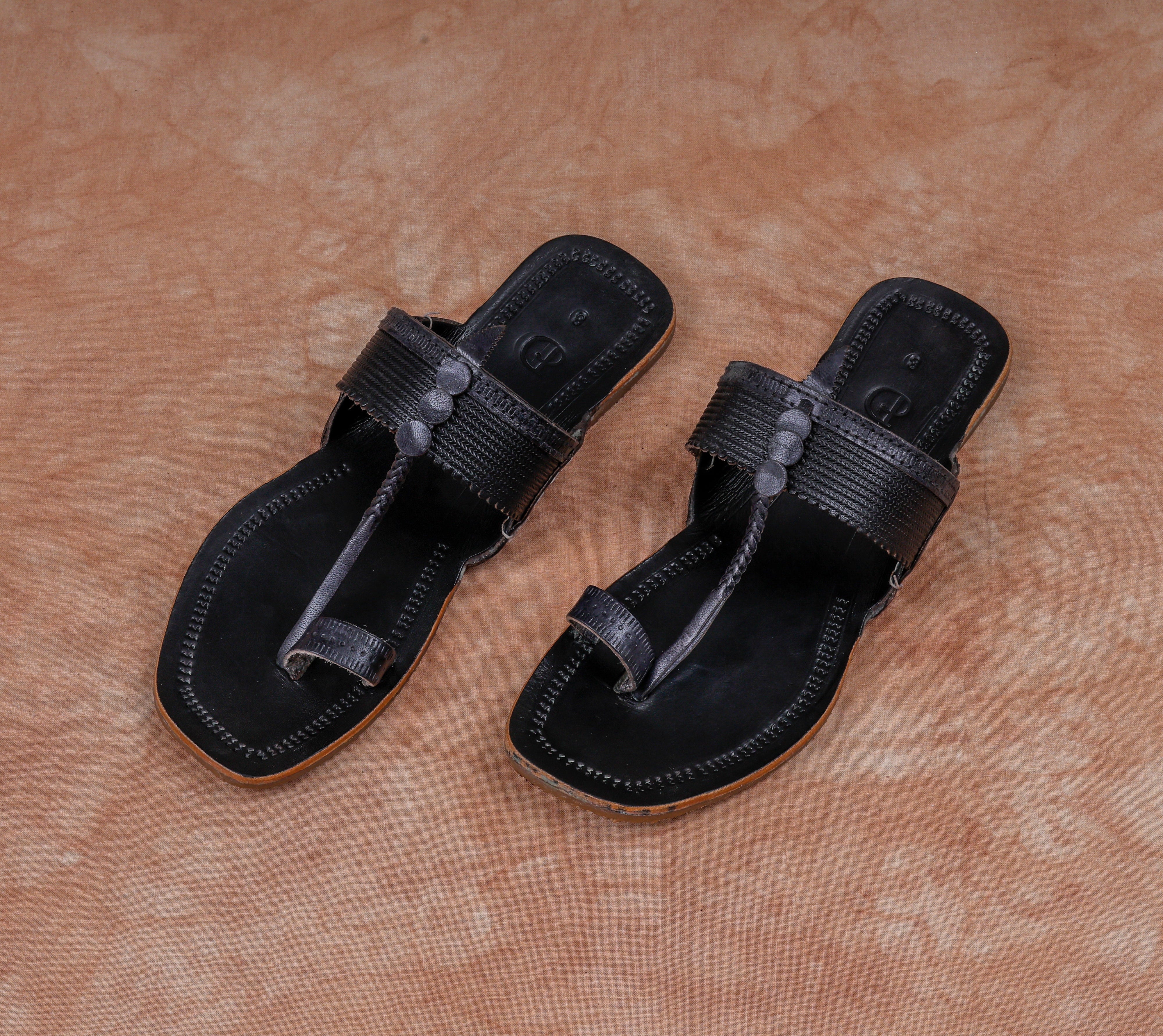 Black Patent Kolhapuri Sandals