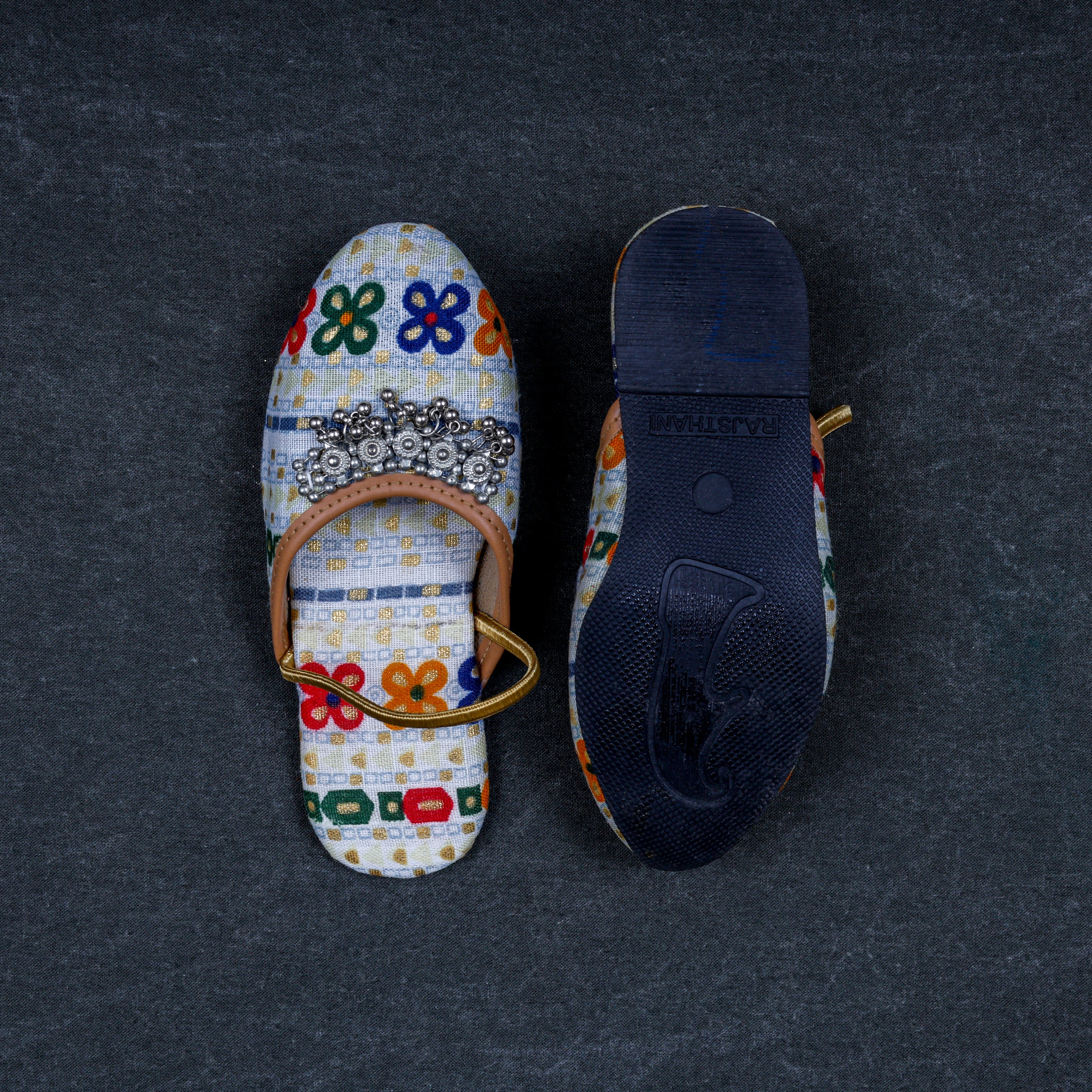 Grey Textured Artisan Ethnic Mules