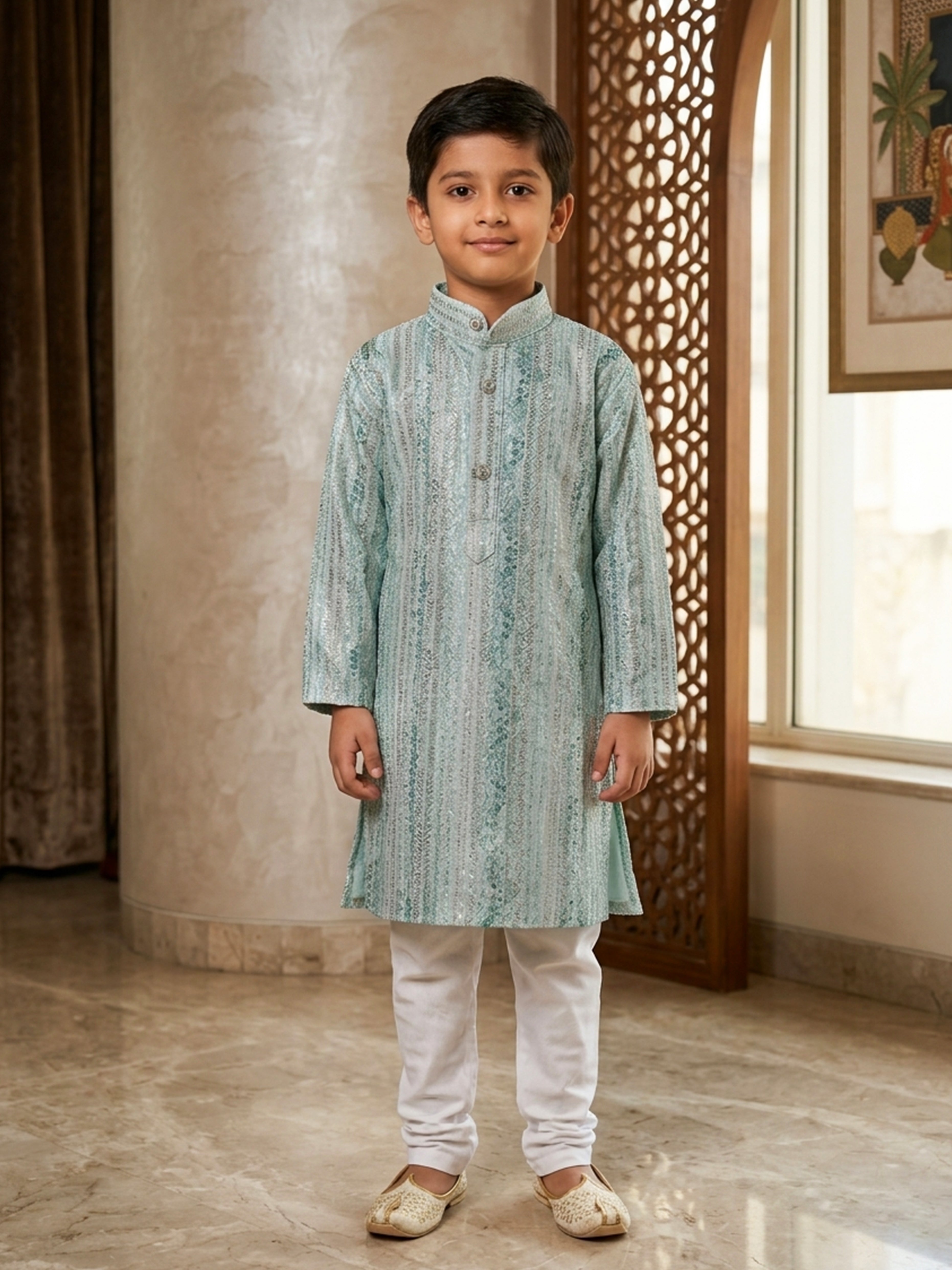 Boys Intricate Embroidered Kurta Pajama