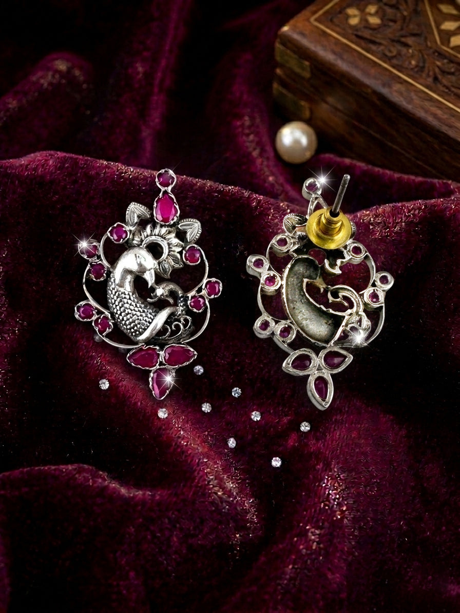 Pink Peacock Studs