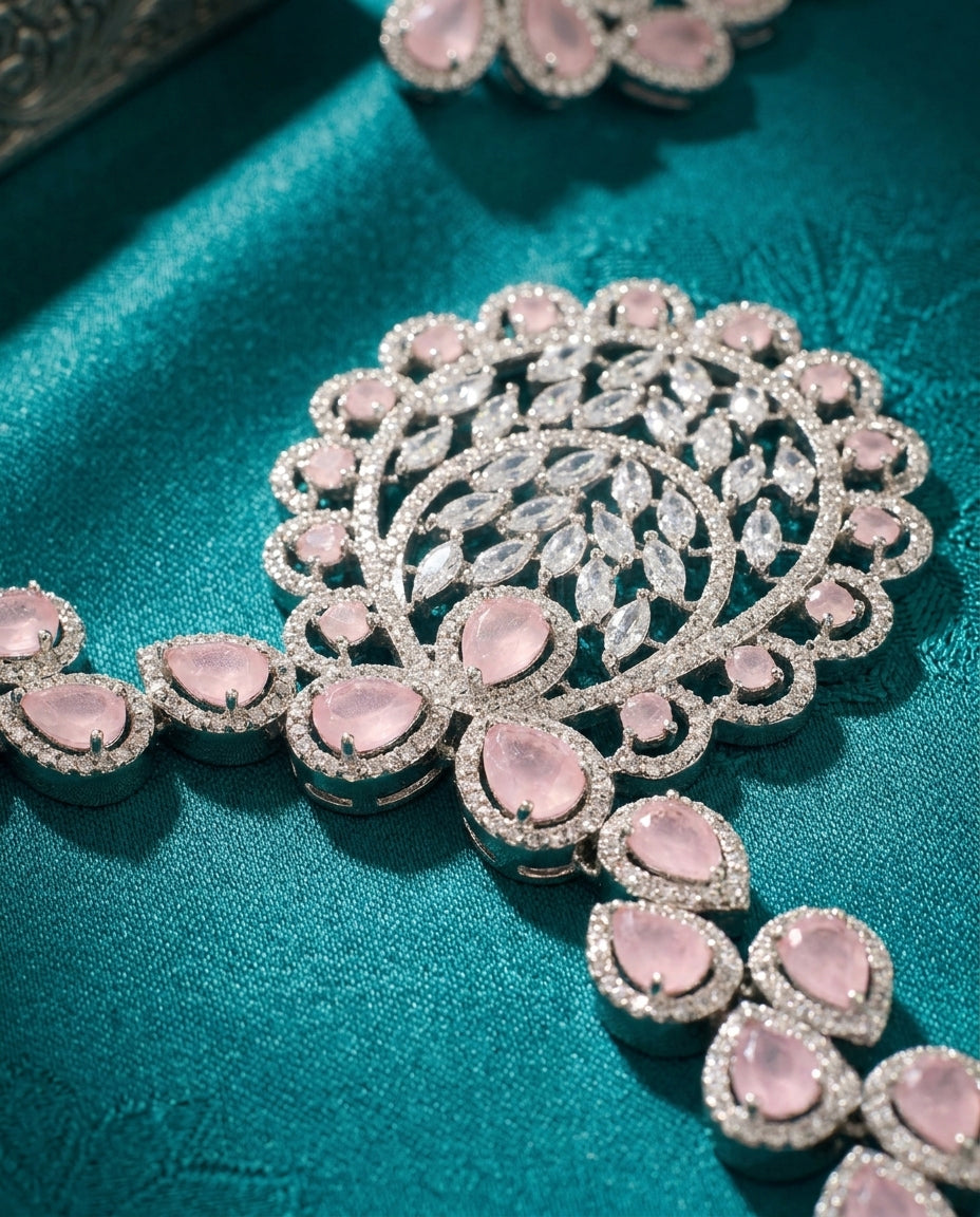 Graceful Pink Symphony Neckace Set