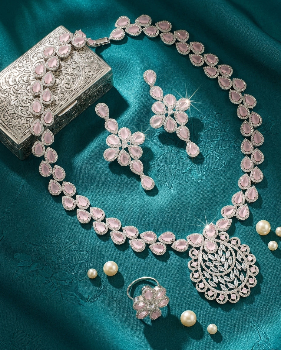 Graceful Pink Symphony Neckace Set