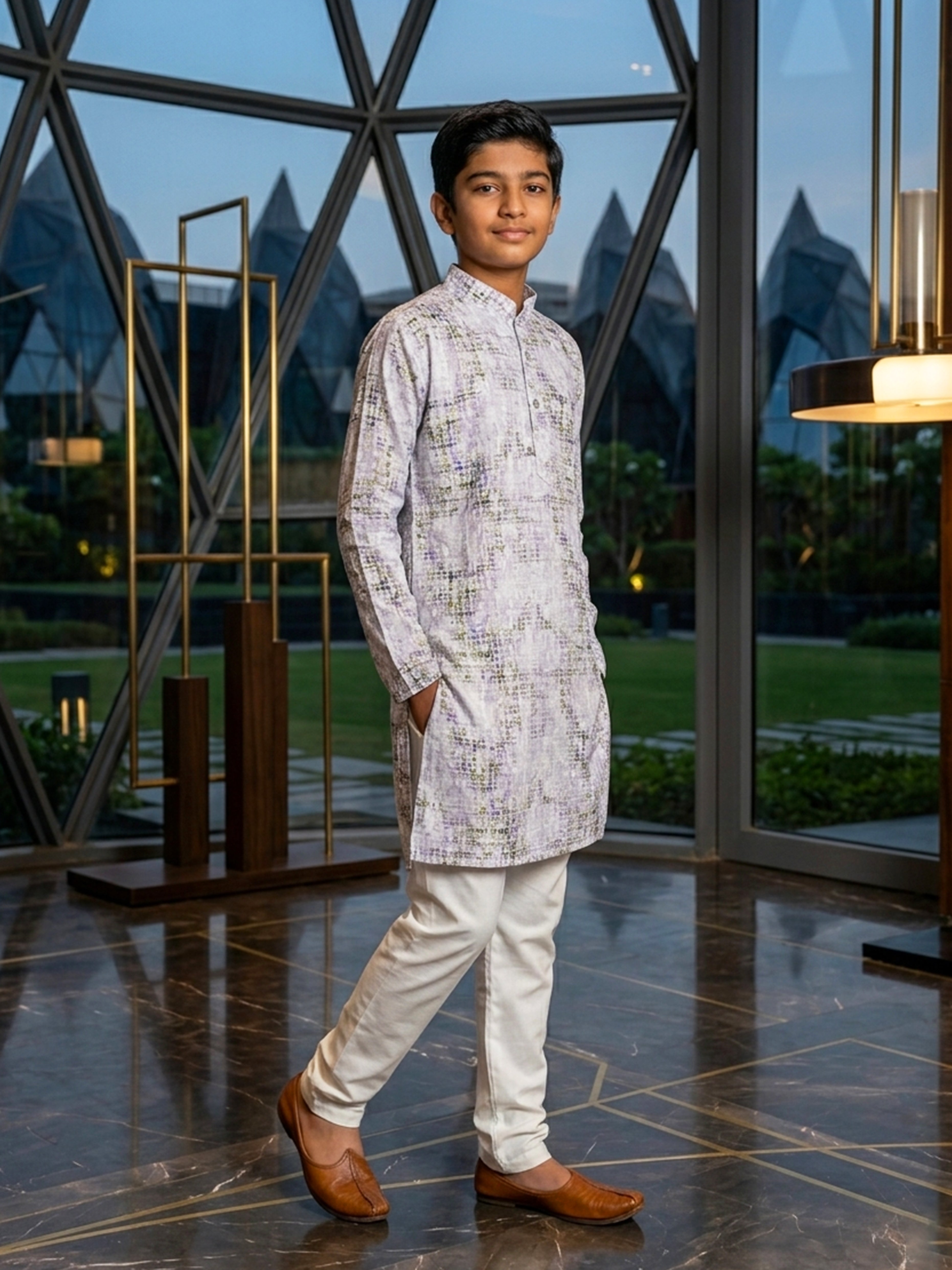 Blue Cotton Thread Embroidered Kurta Pajama Set