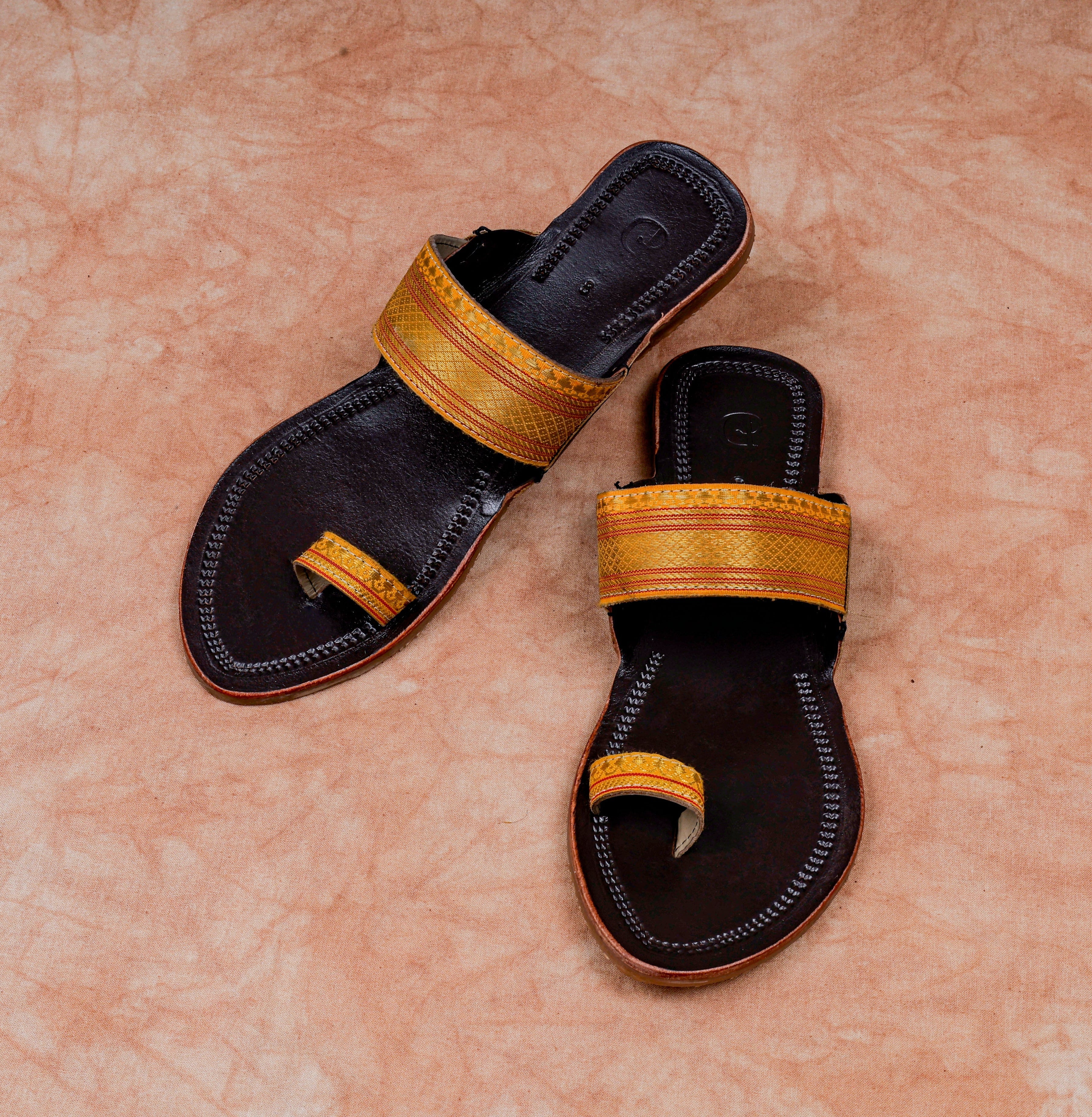 Dark Brown Soft Leather Open Toe Flats