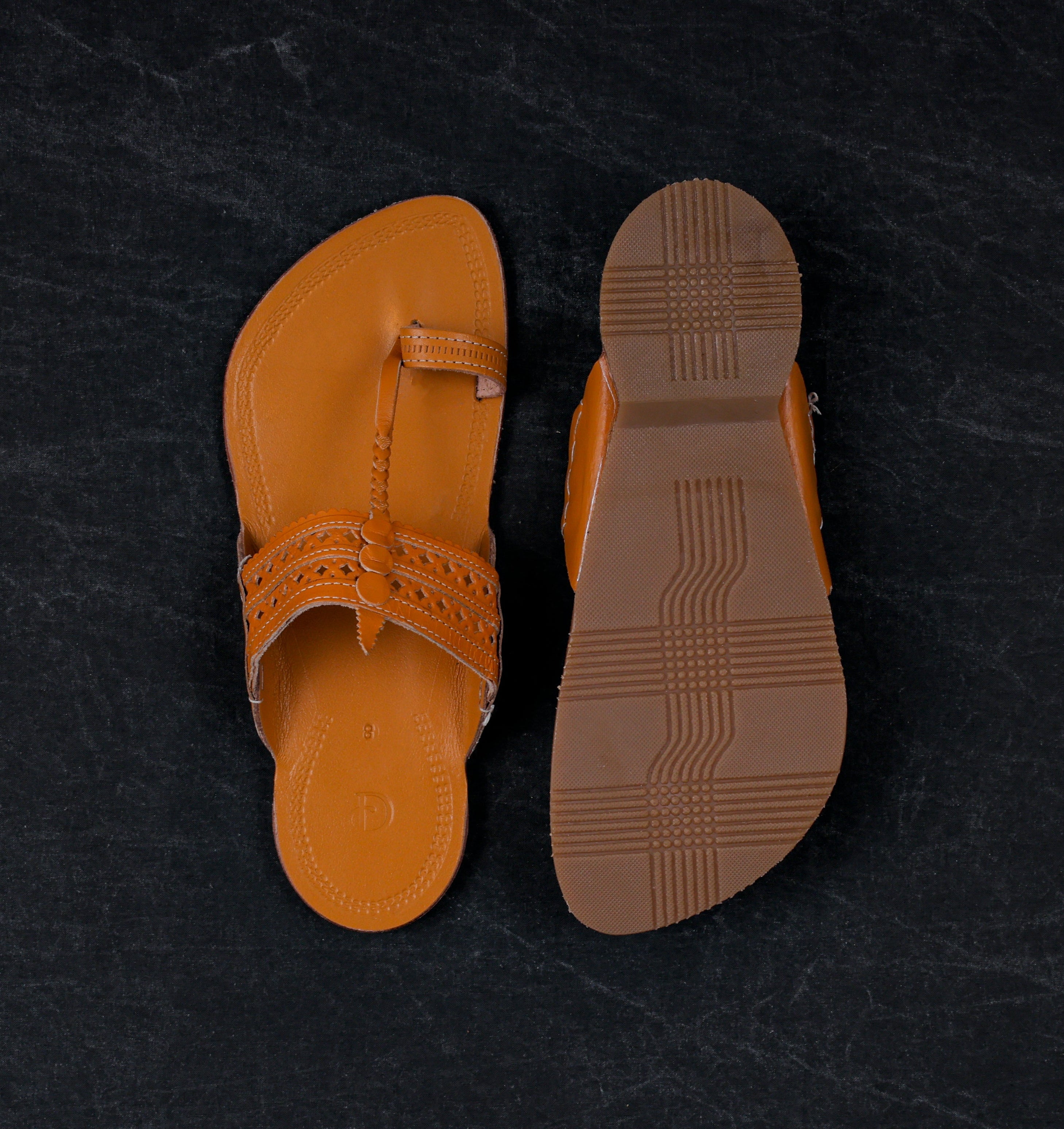 Patent Leather Tan Kolhapuri Chappal