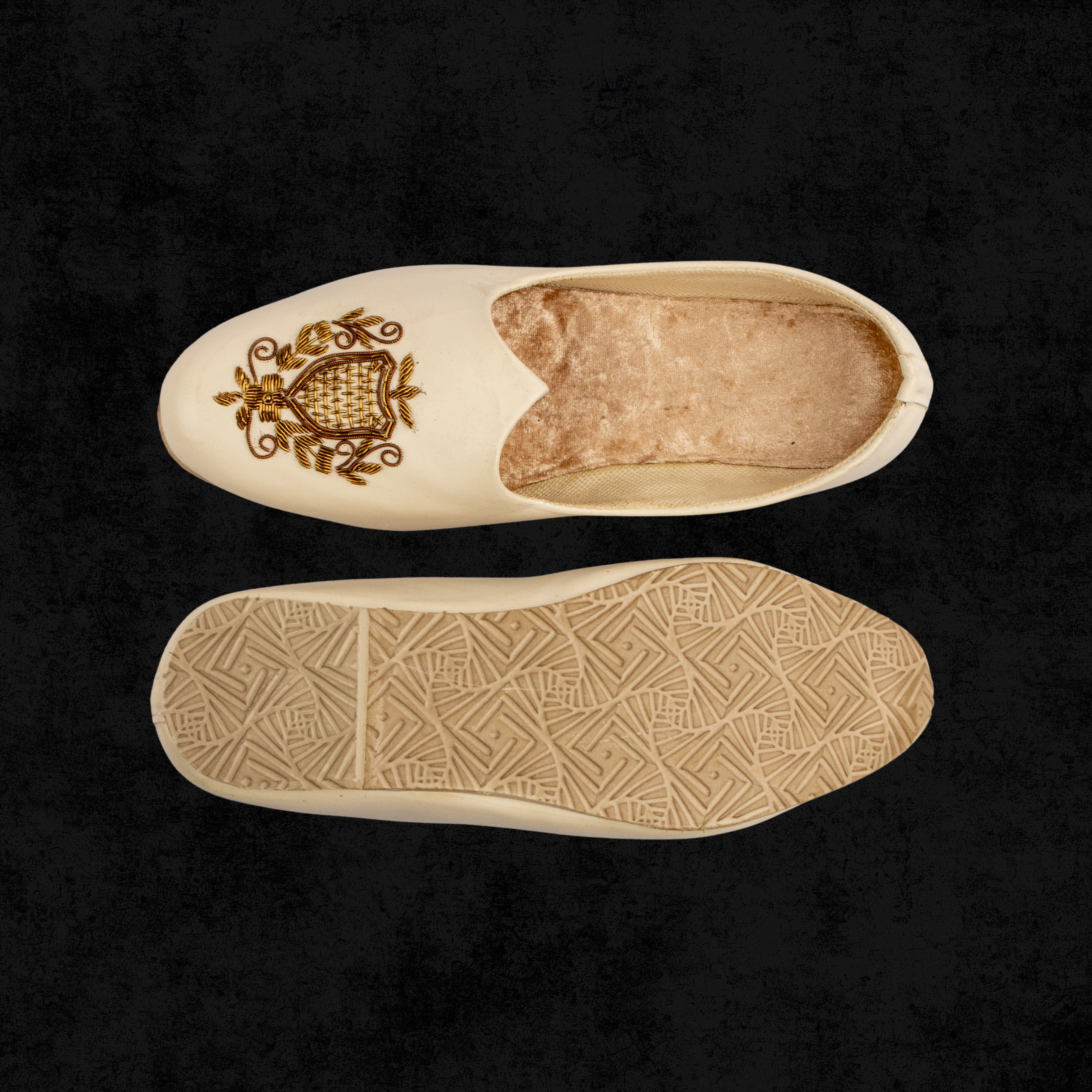 Cream Almond Shape Rexine Ethnic Loafers