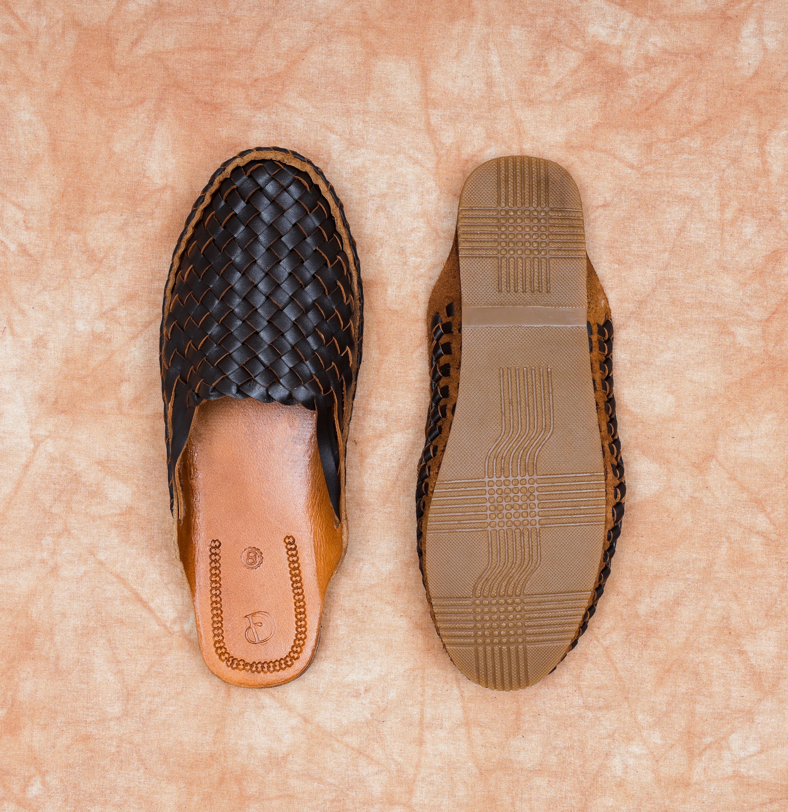 Brown Leather Closed Toe Mules