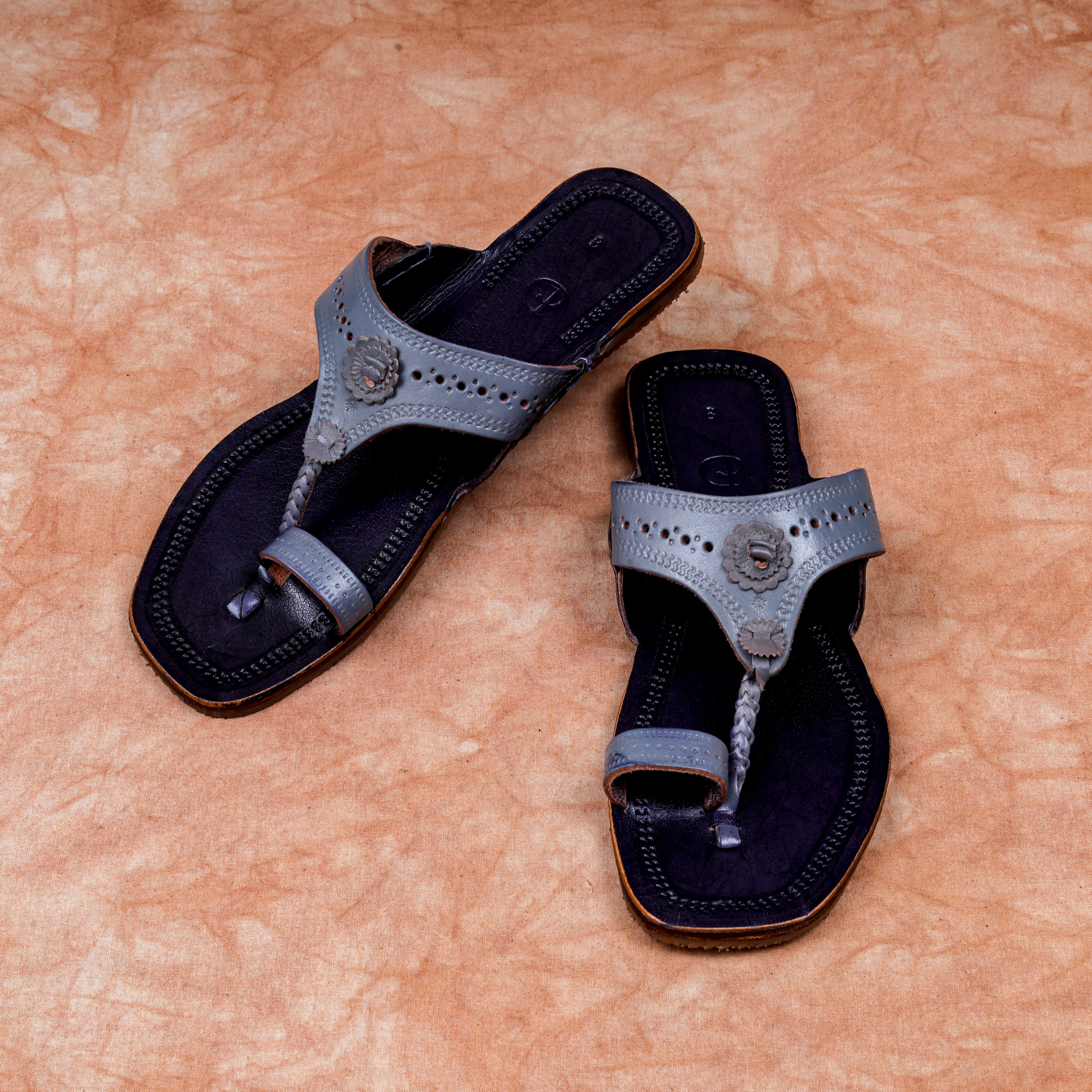 Black Artisan Crafted Kolhapuri Sandals