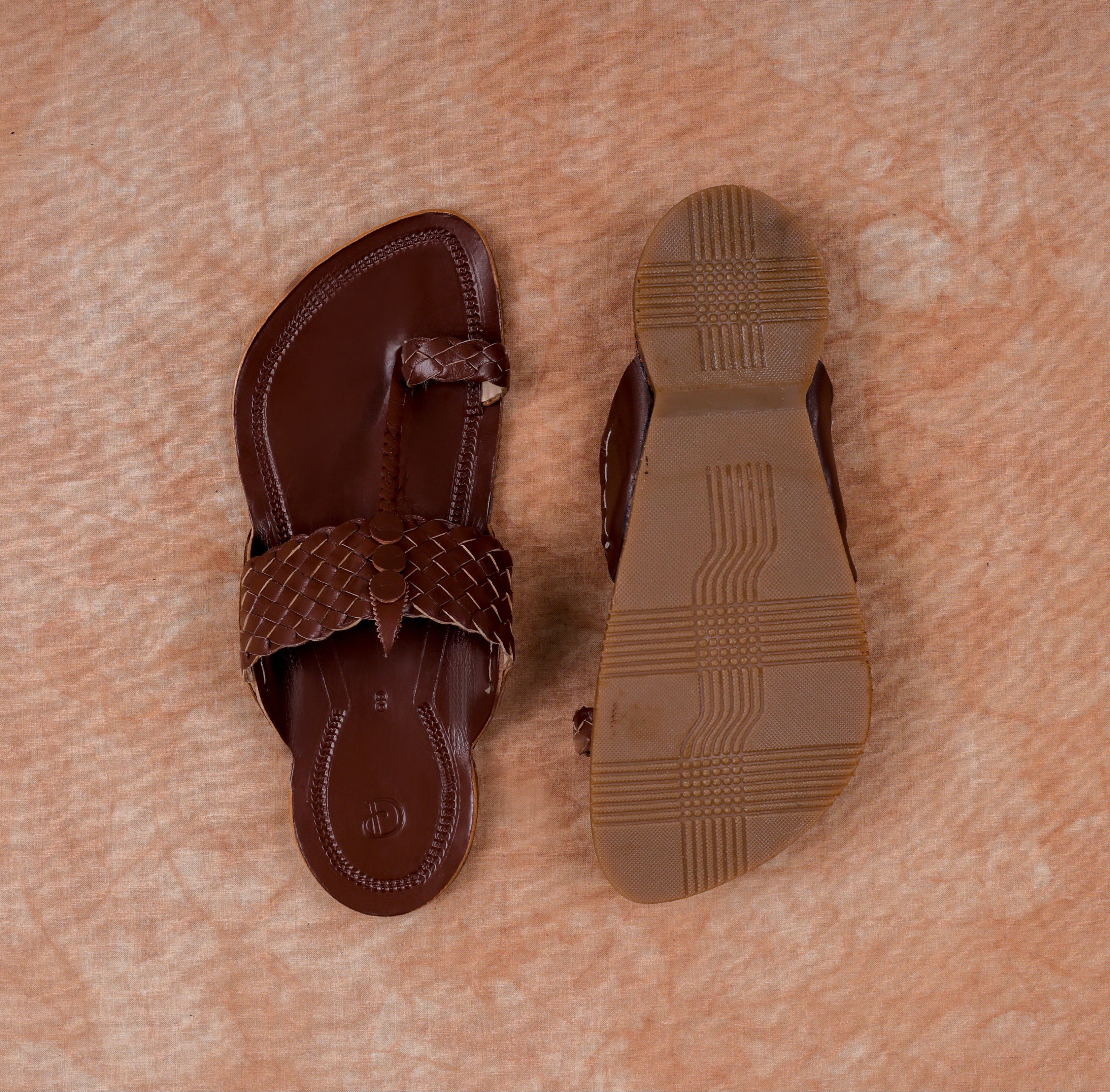 Patent Brown Leather Kolhapuri Sandals