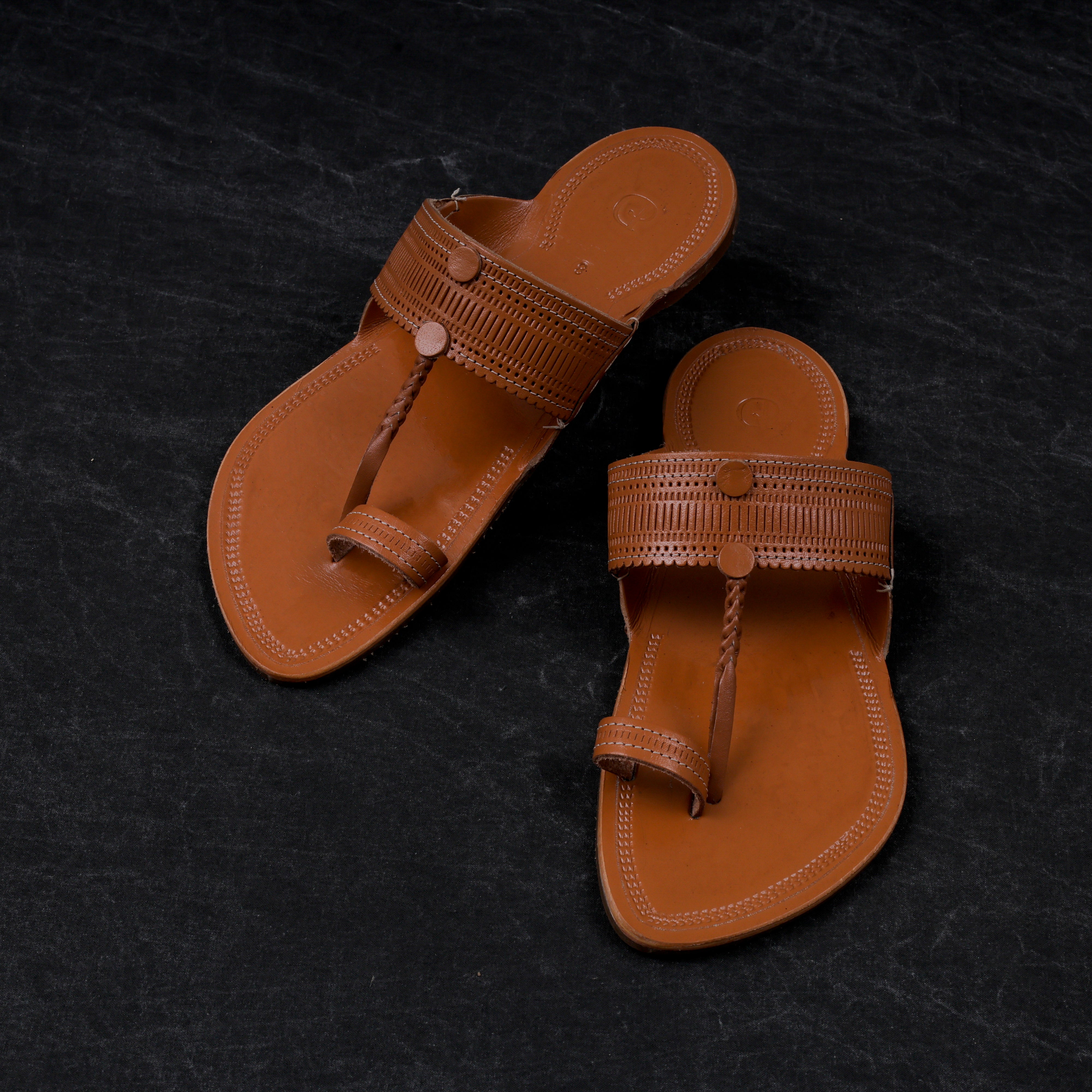 Handcrafted Tan Open Toe Kolhapuri Sandals