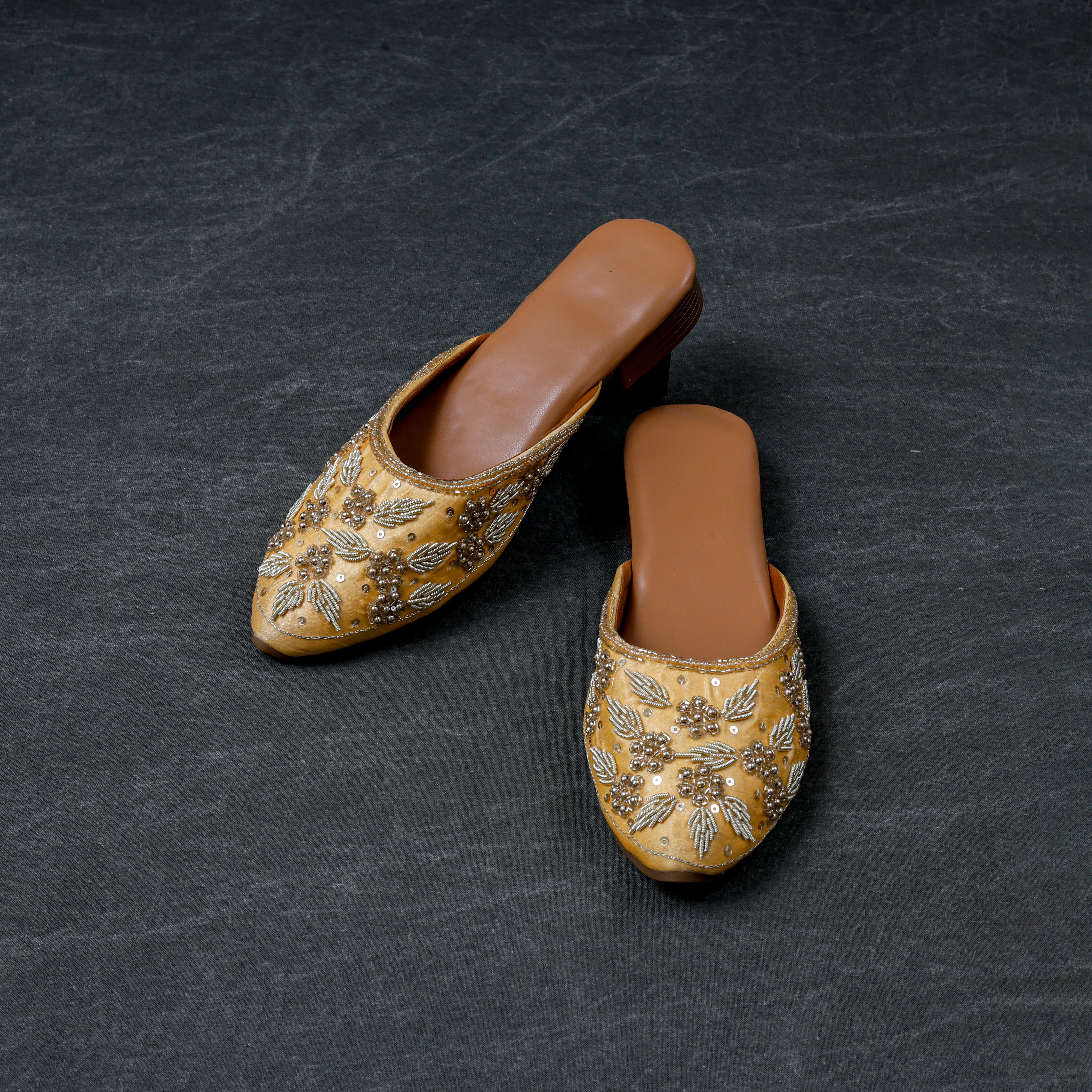 Two Tone Artisan Yellow Mules