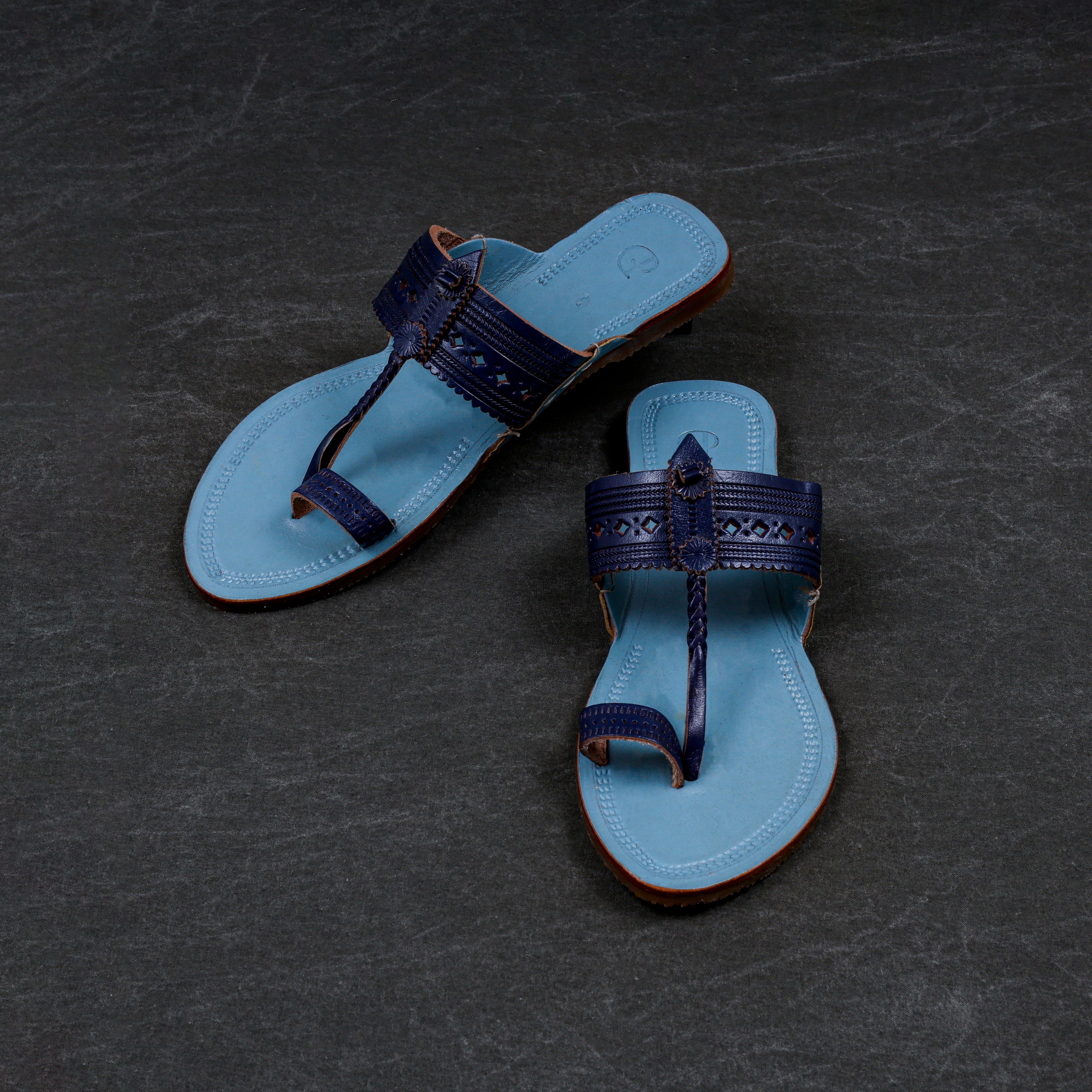 Sky Blue Handcrafted Kolhapuri Sandals