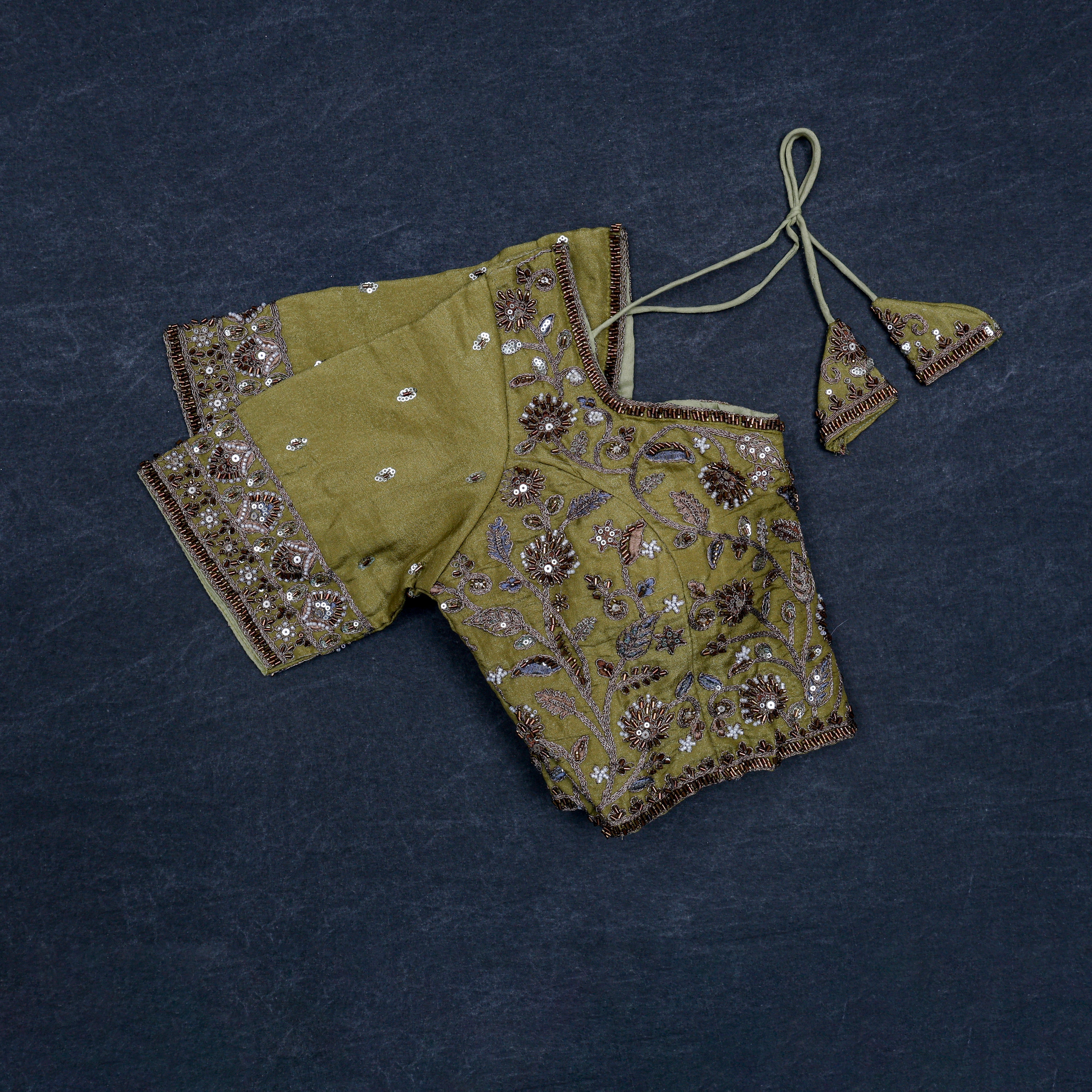 Chic Cosmos Silk Blouse with Notched Neck