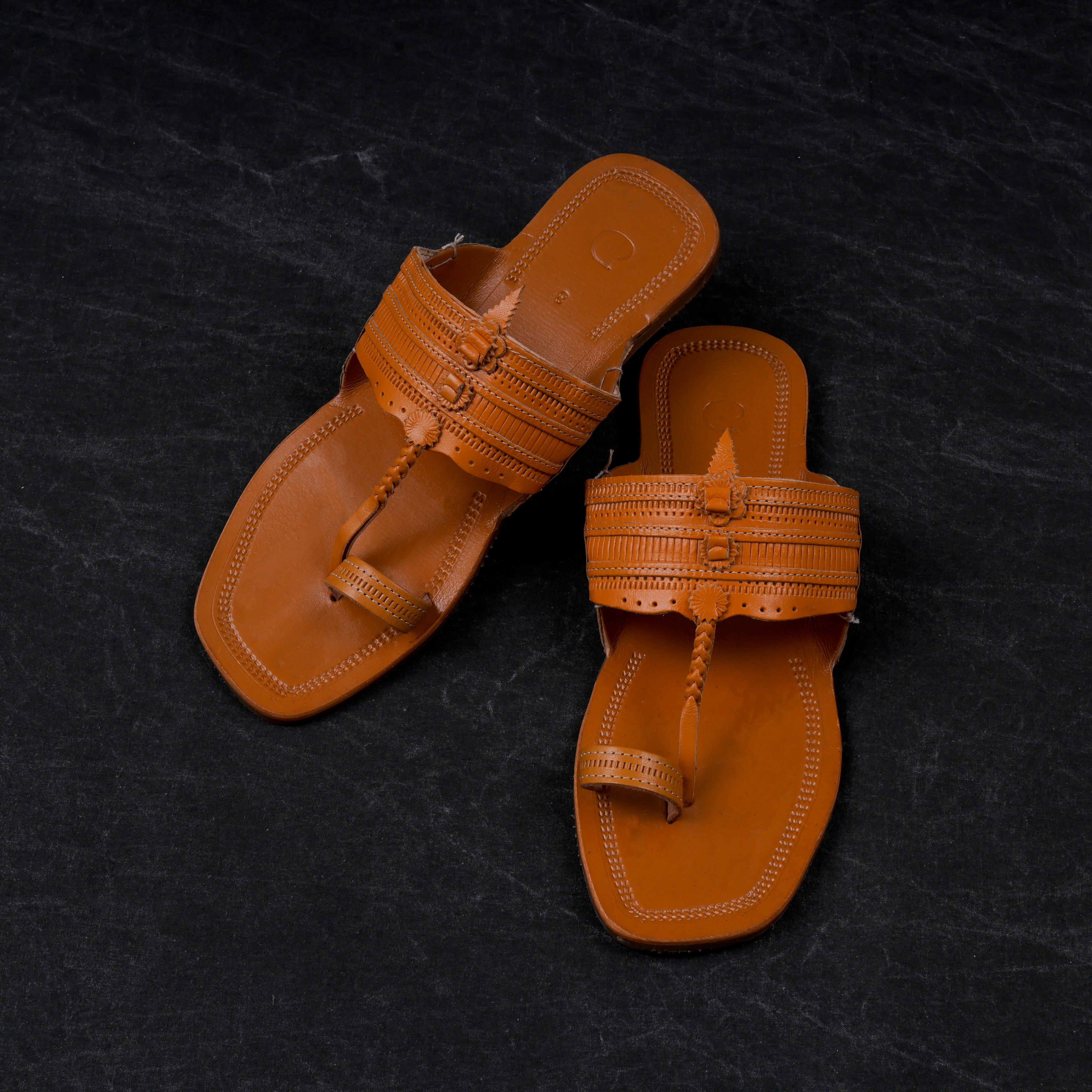 Tan Handcrafted Traditional Kolhapuri Sandals