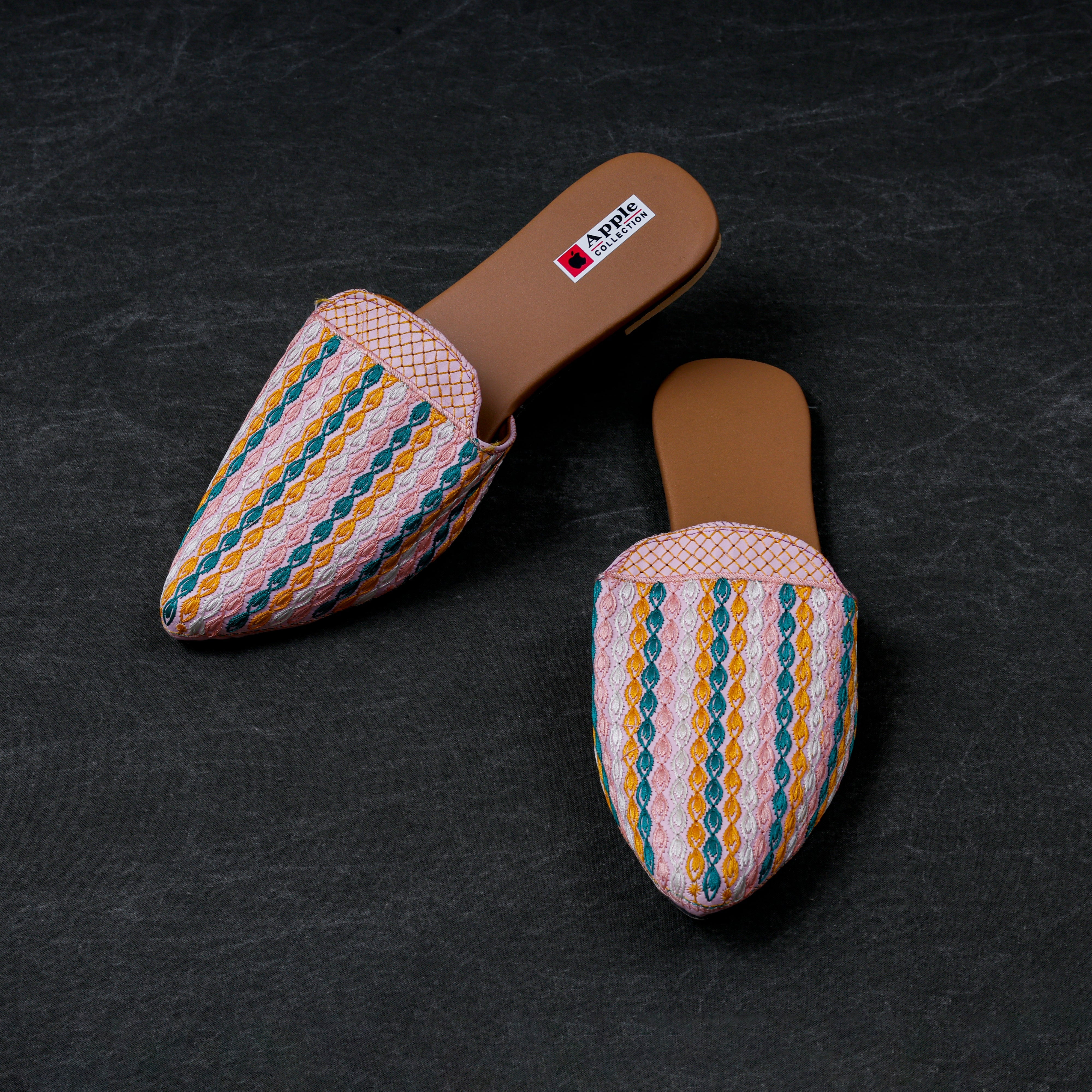 Multicolor Two Tone Ethnic Mules