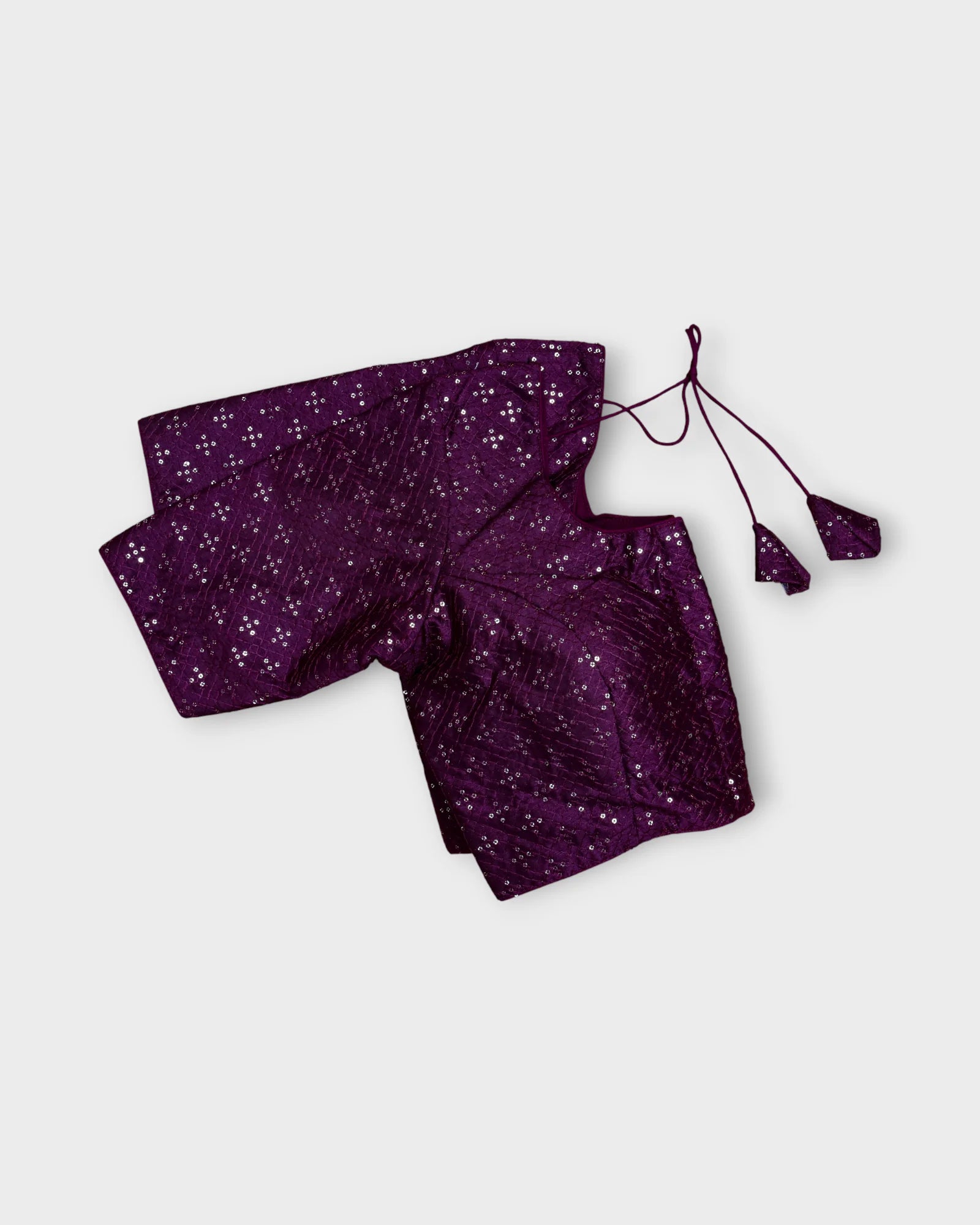 Raw Silk U Neck Deep Back Readymade Blouse