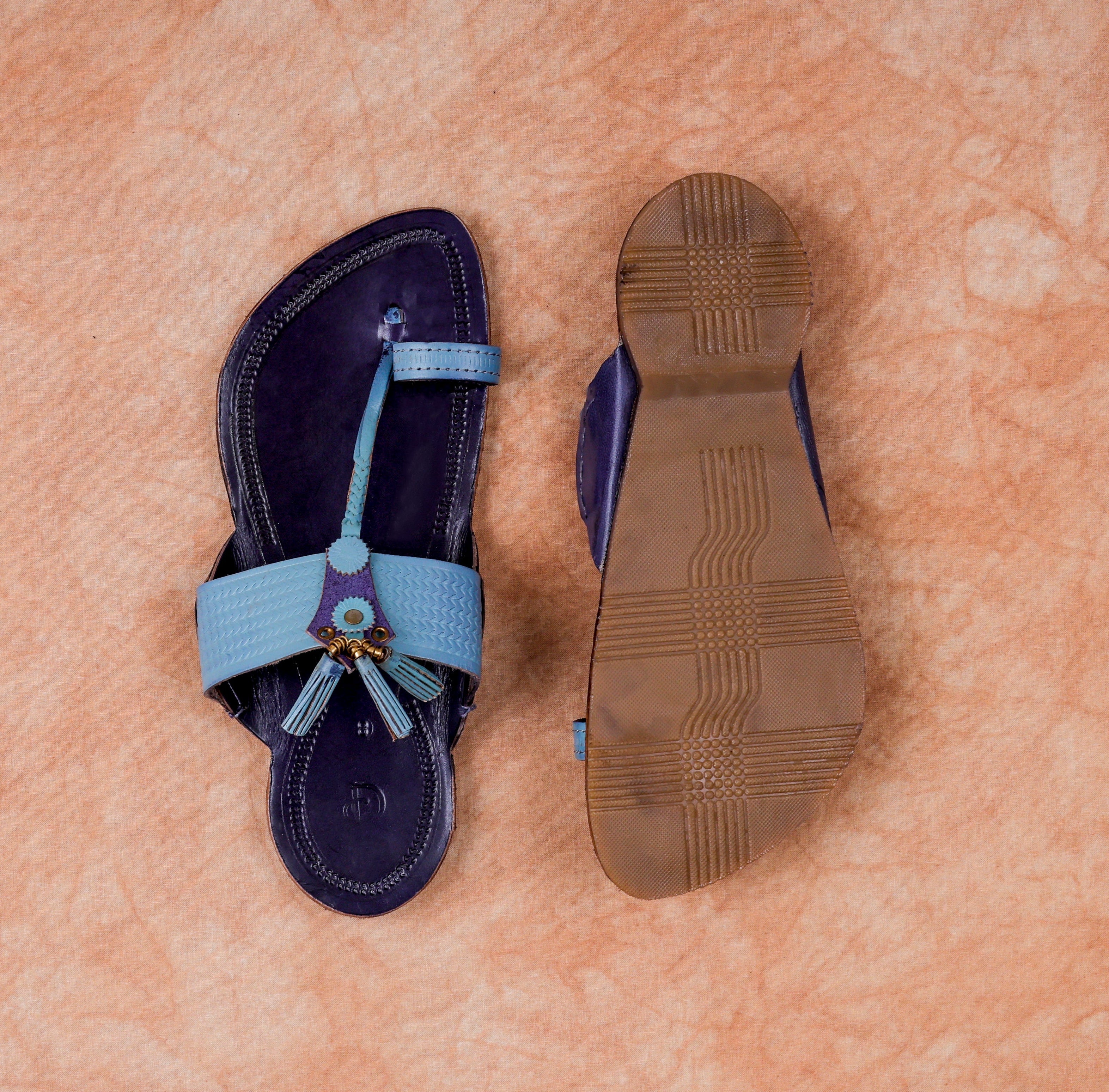 Blue Handcrafted Kolhapuri Sandals