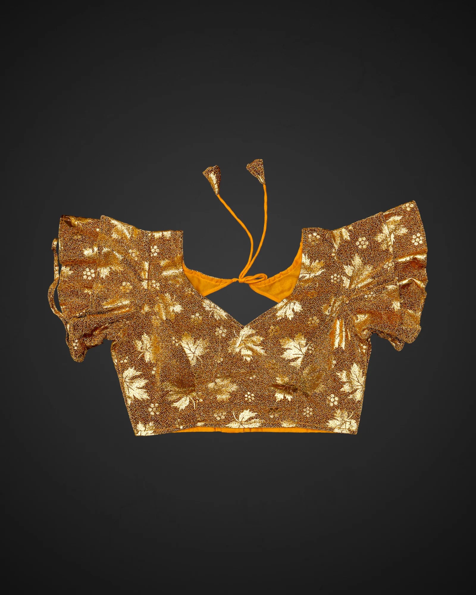 Jacquard Ruffle V Neck Readymade Blouse