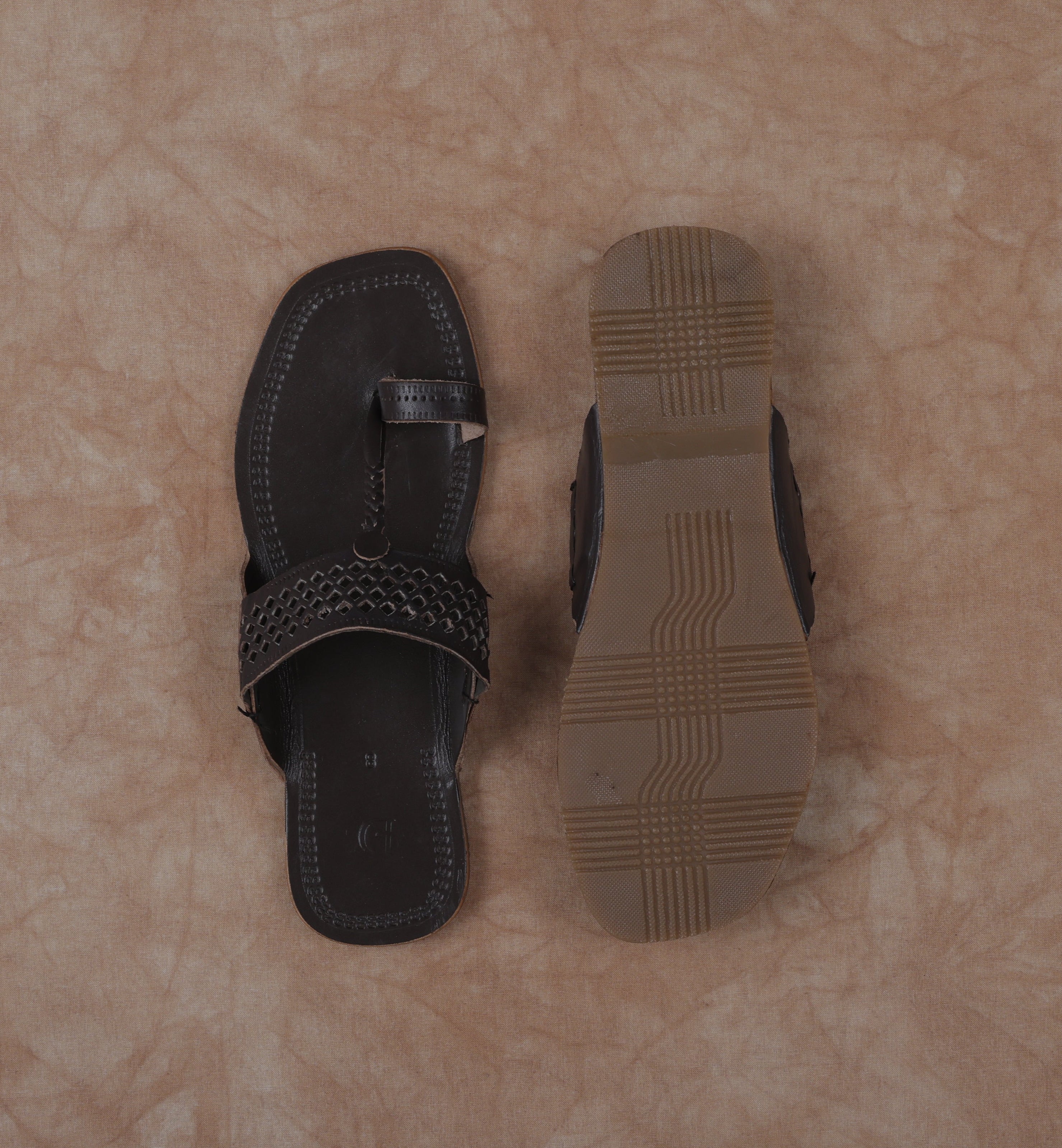 Dark Brown Open Toe Kolhapuri Sandals