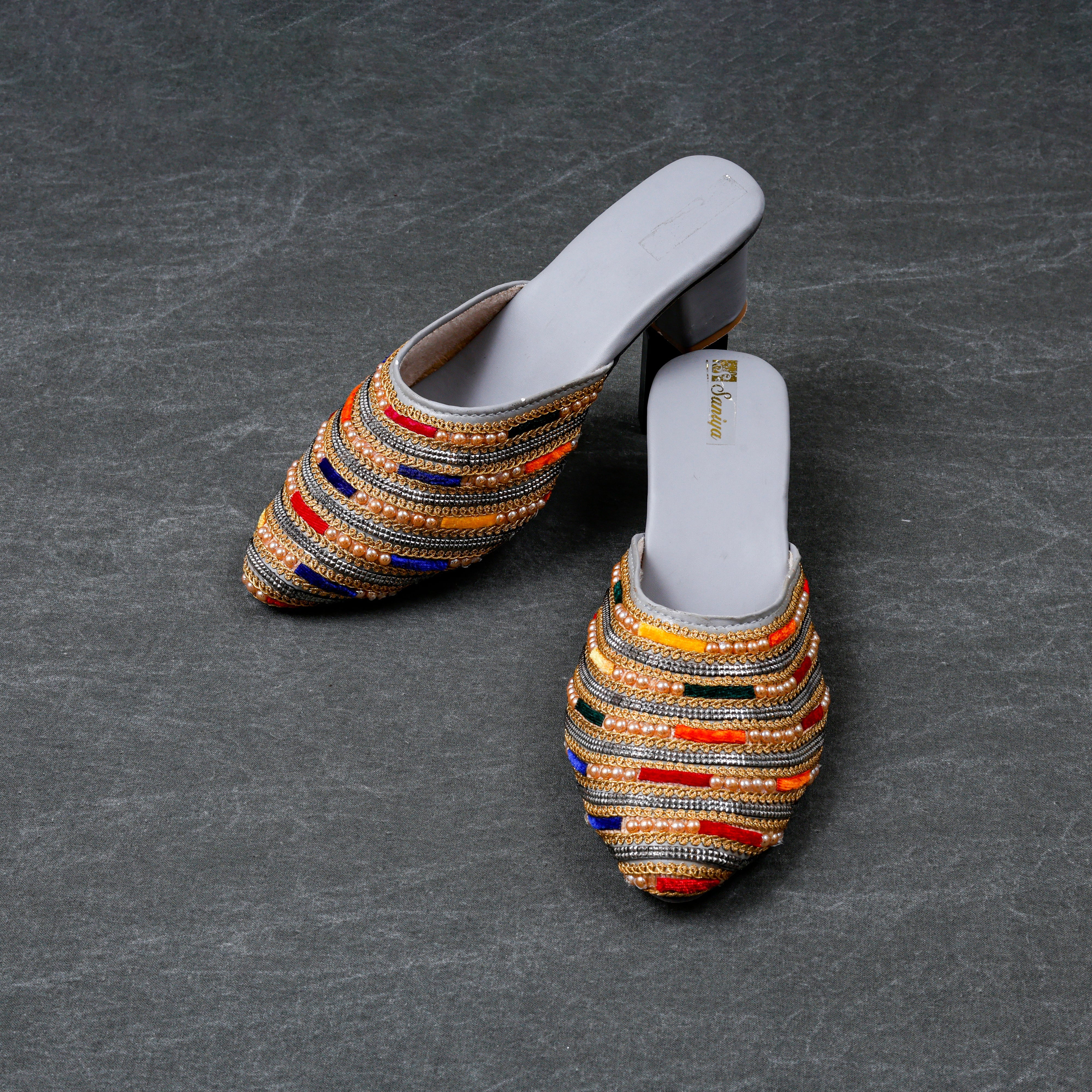 Two Tone Yellow Ethnic Mules