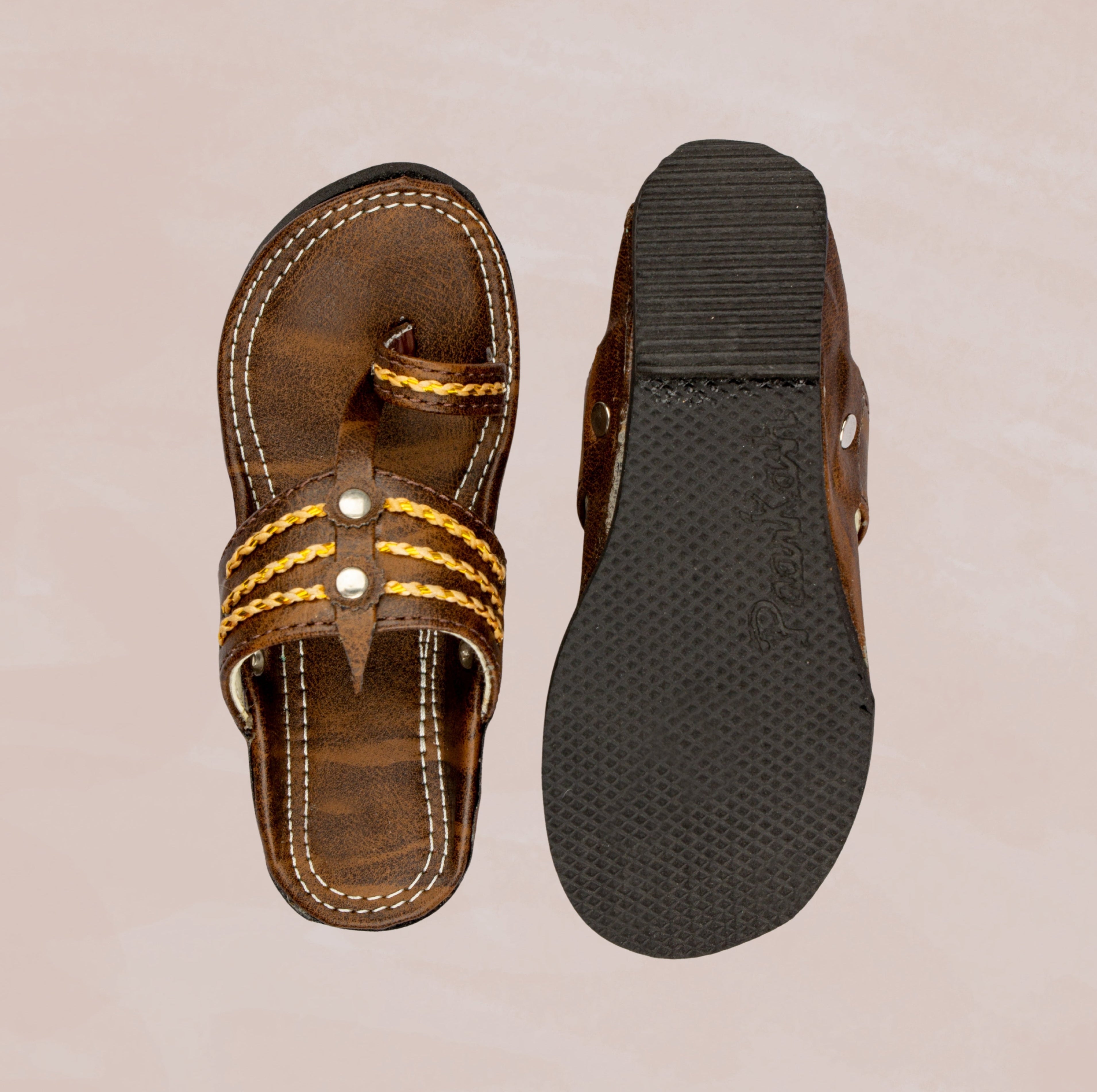 Natural Leather Kolhapuri In Tan