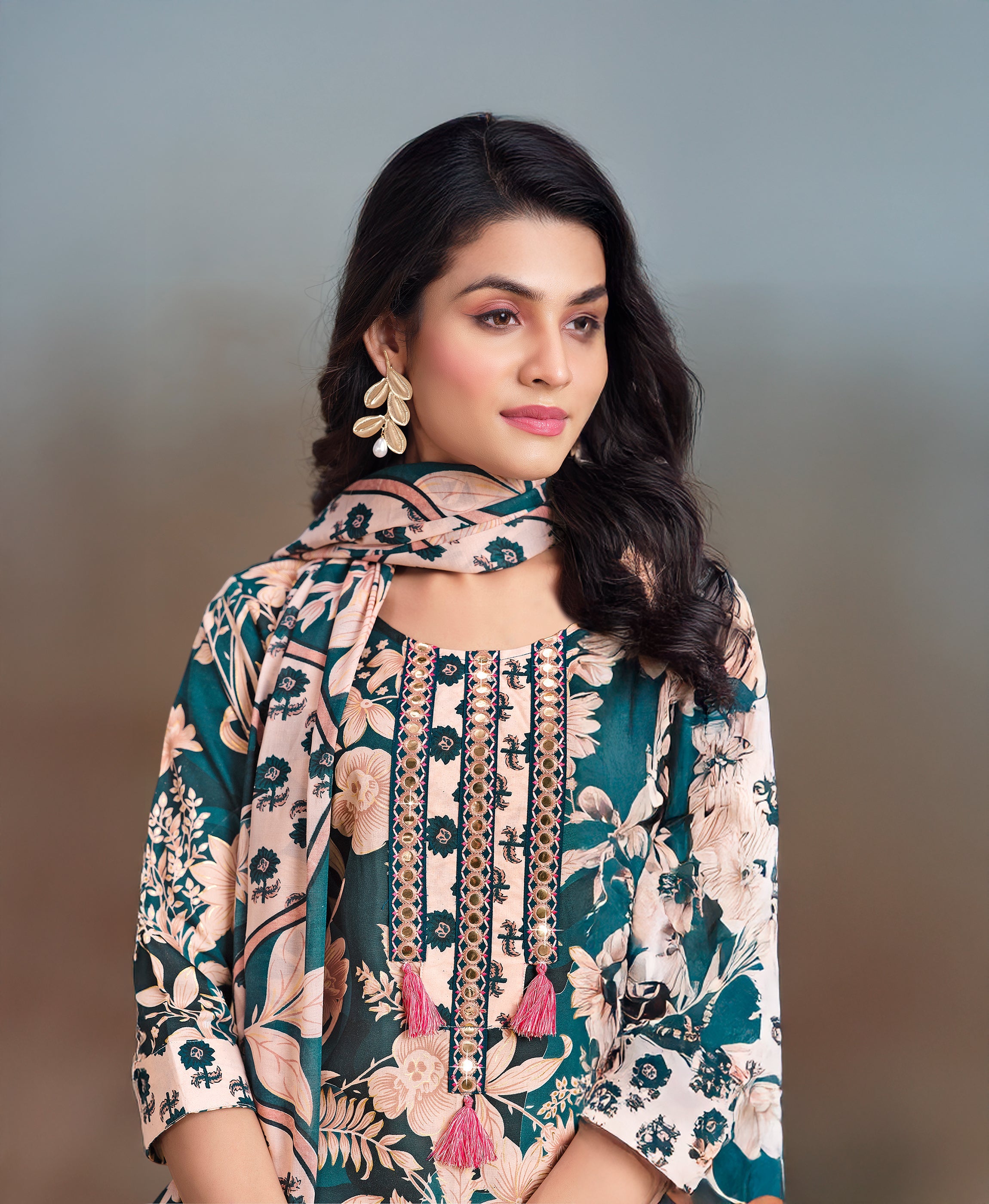 Light Pink Cotton Printed Kurta Set
