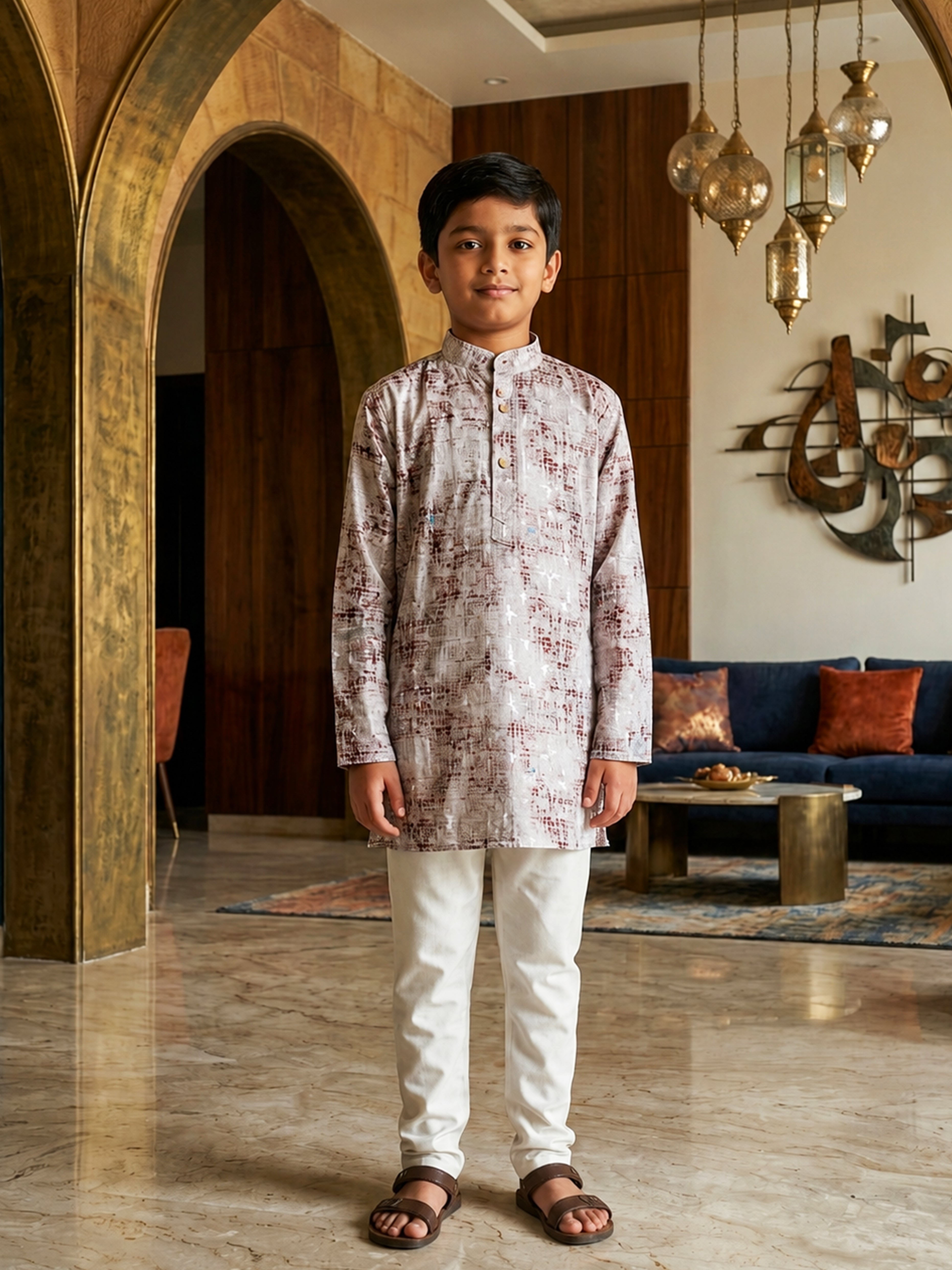 Blue Cotton Thread Embroidered Kurta Pajama Set