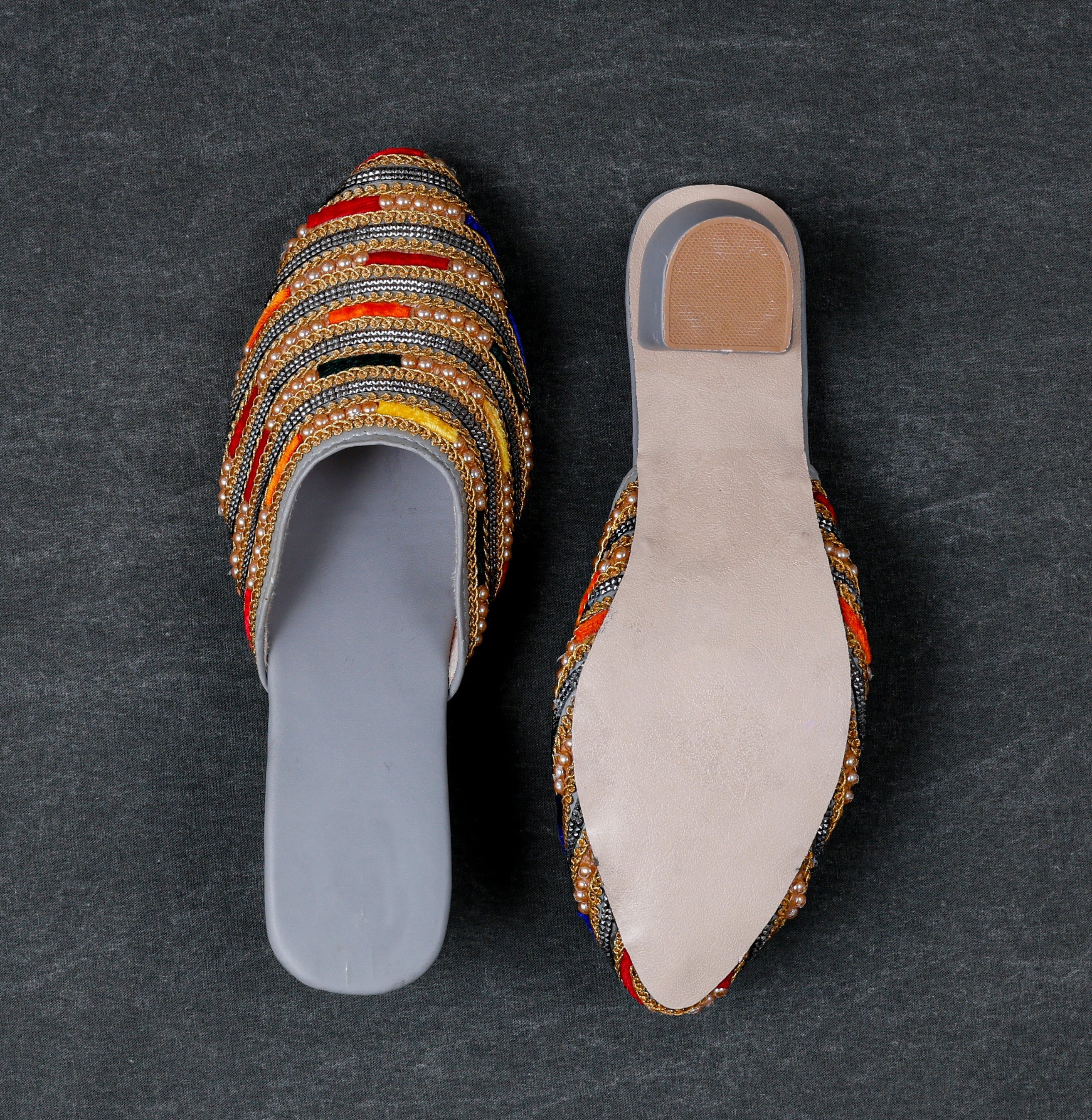 Two Tone Yellow Ethnic Mules