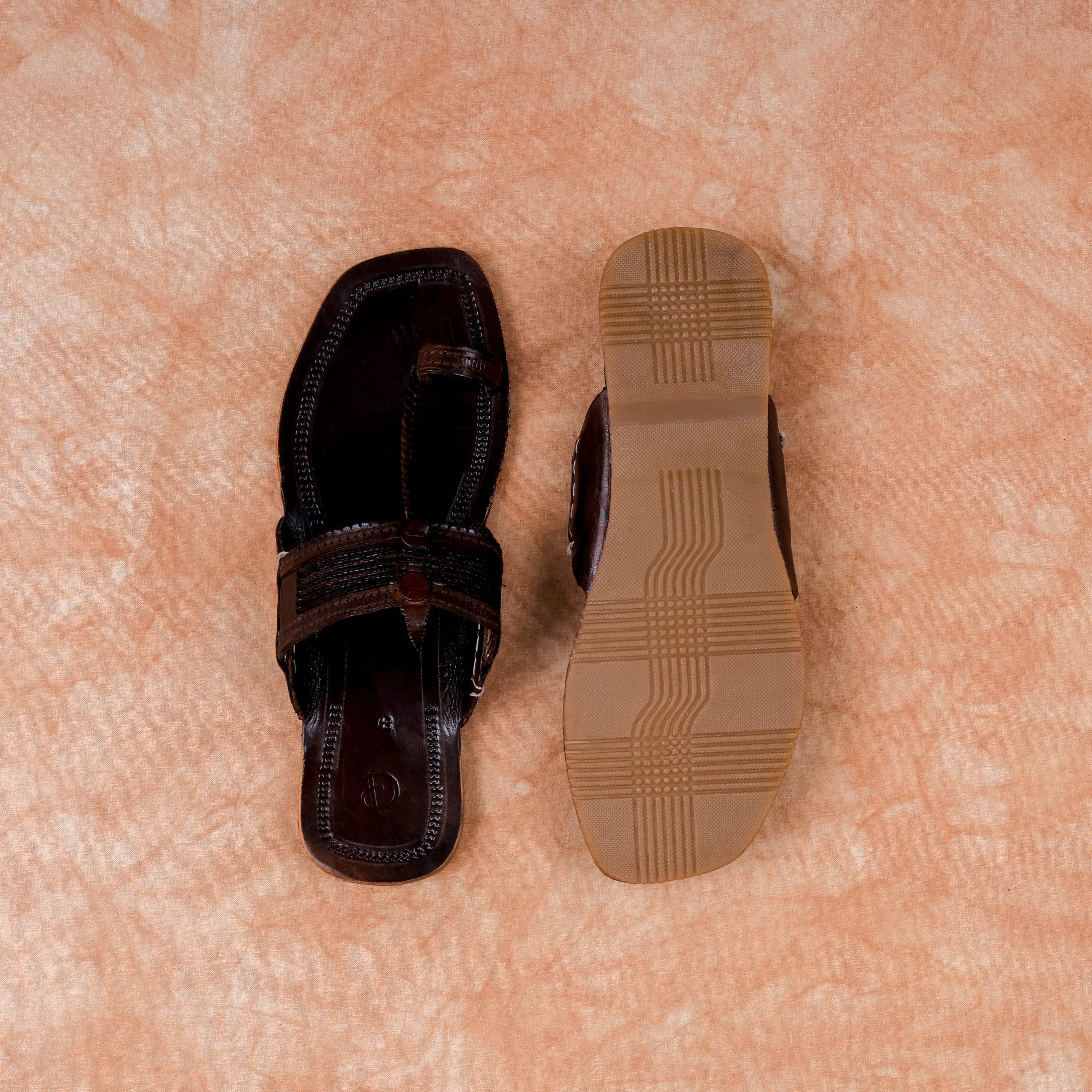 Dark Brown Handcrafted Leather Kolhapuri Sandals