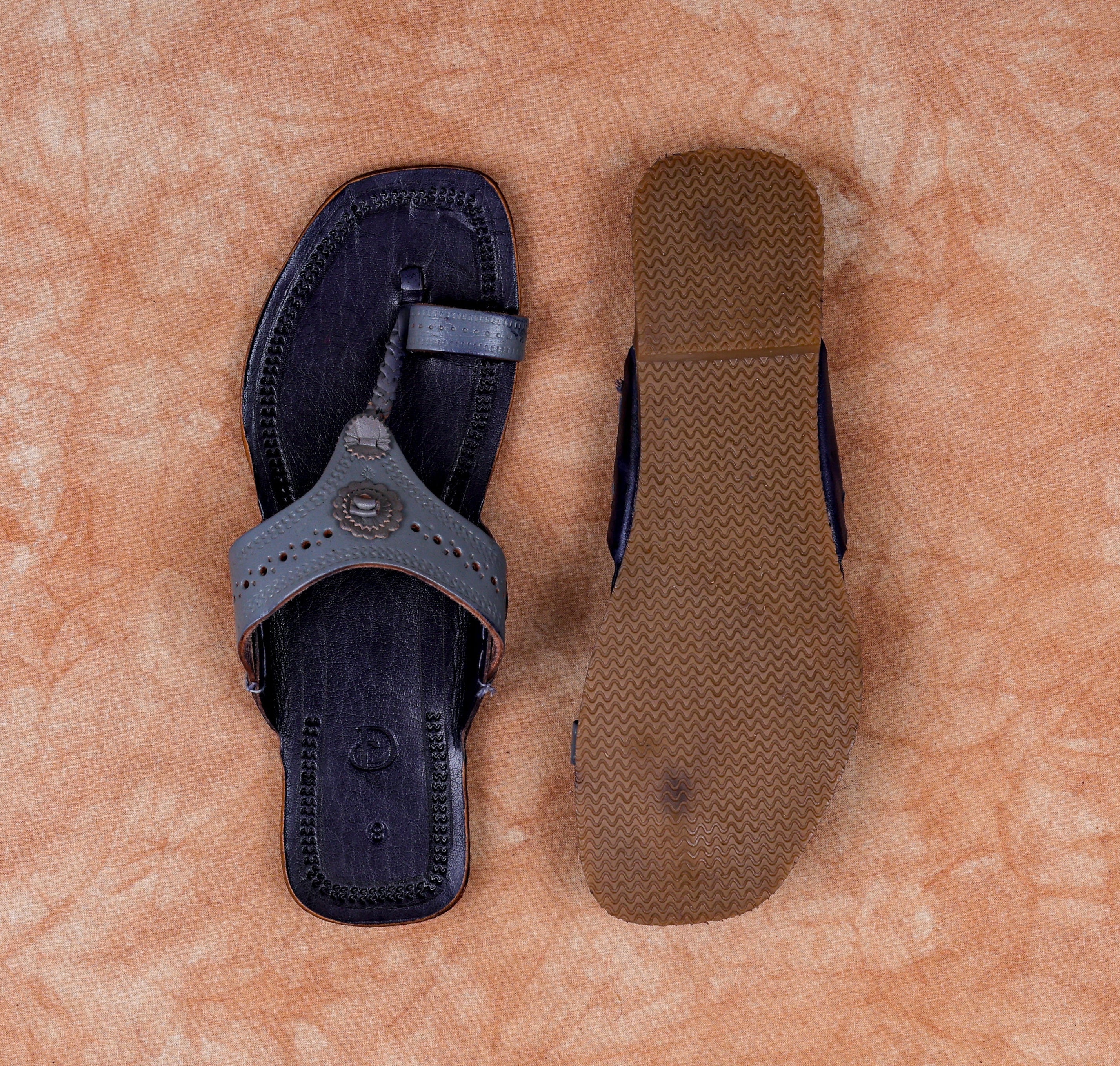 Black Artisan Crafted Kolhapuri Sandals
