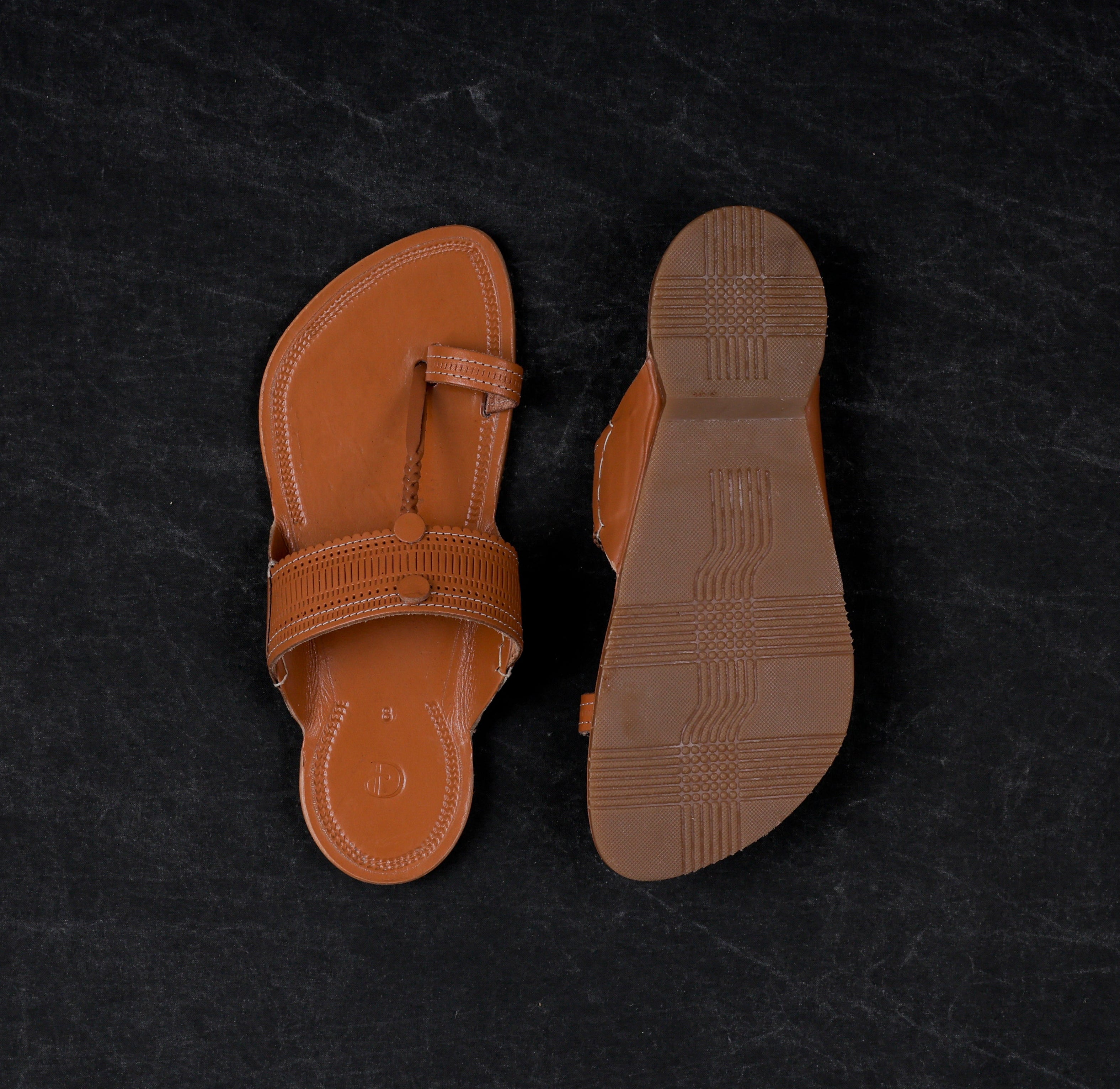 Handcrafted Tan Open Toe Kolhapuri Sandals