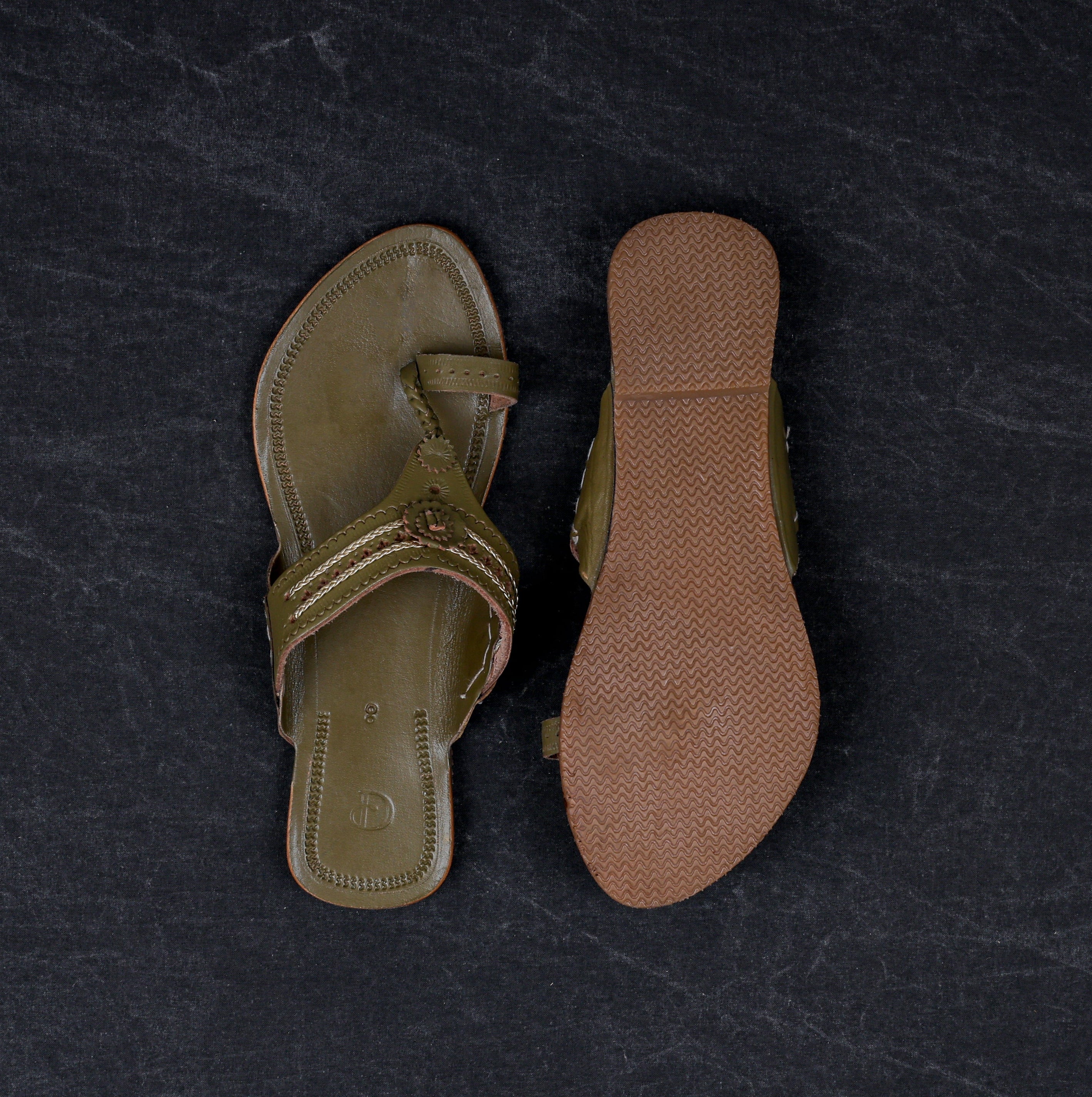 Olive Green Artisan Kolhapuri Sandals
