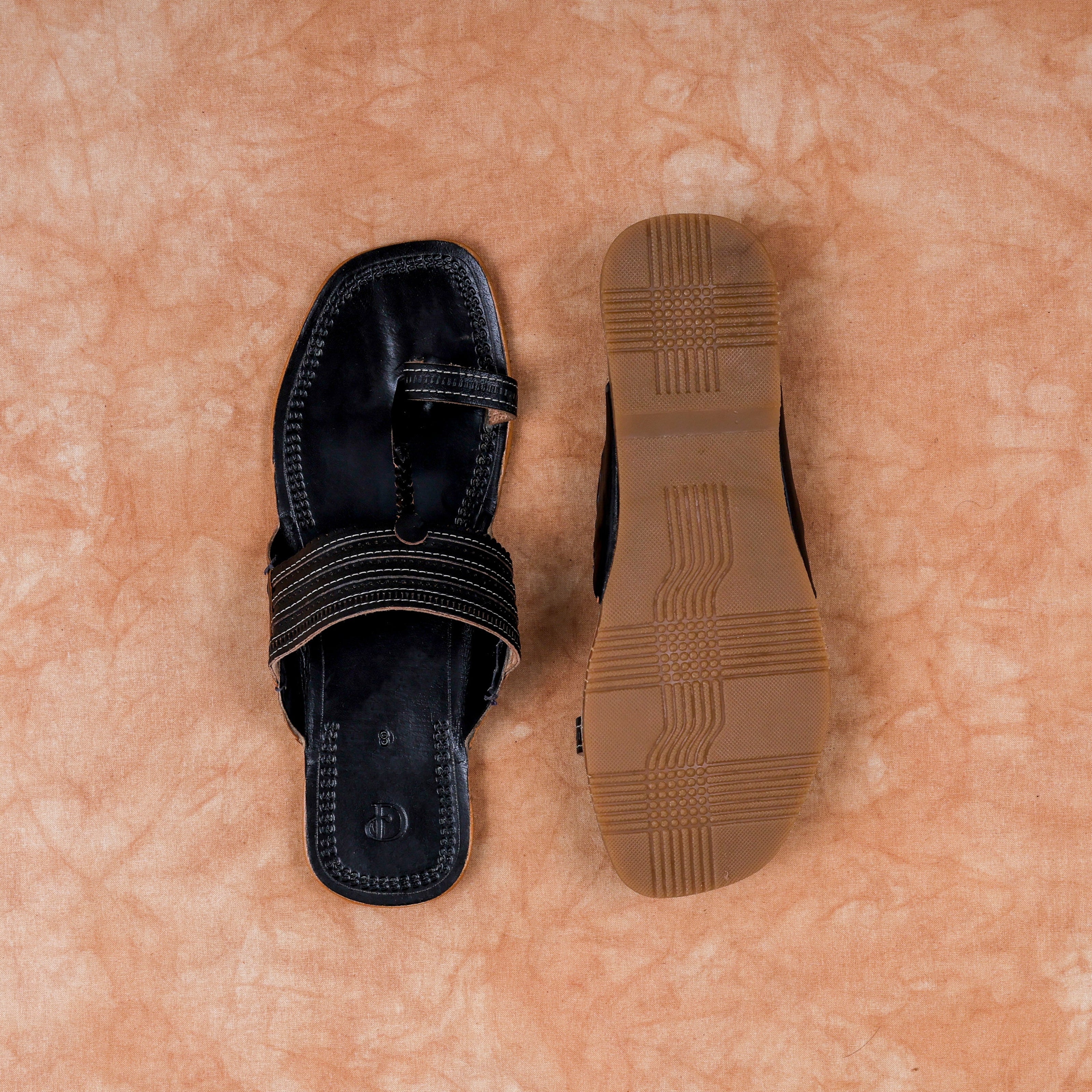 Black Patent Leather Kolhapuri Sandals