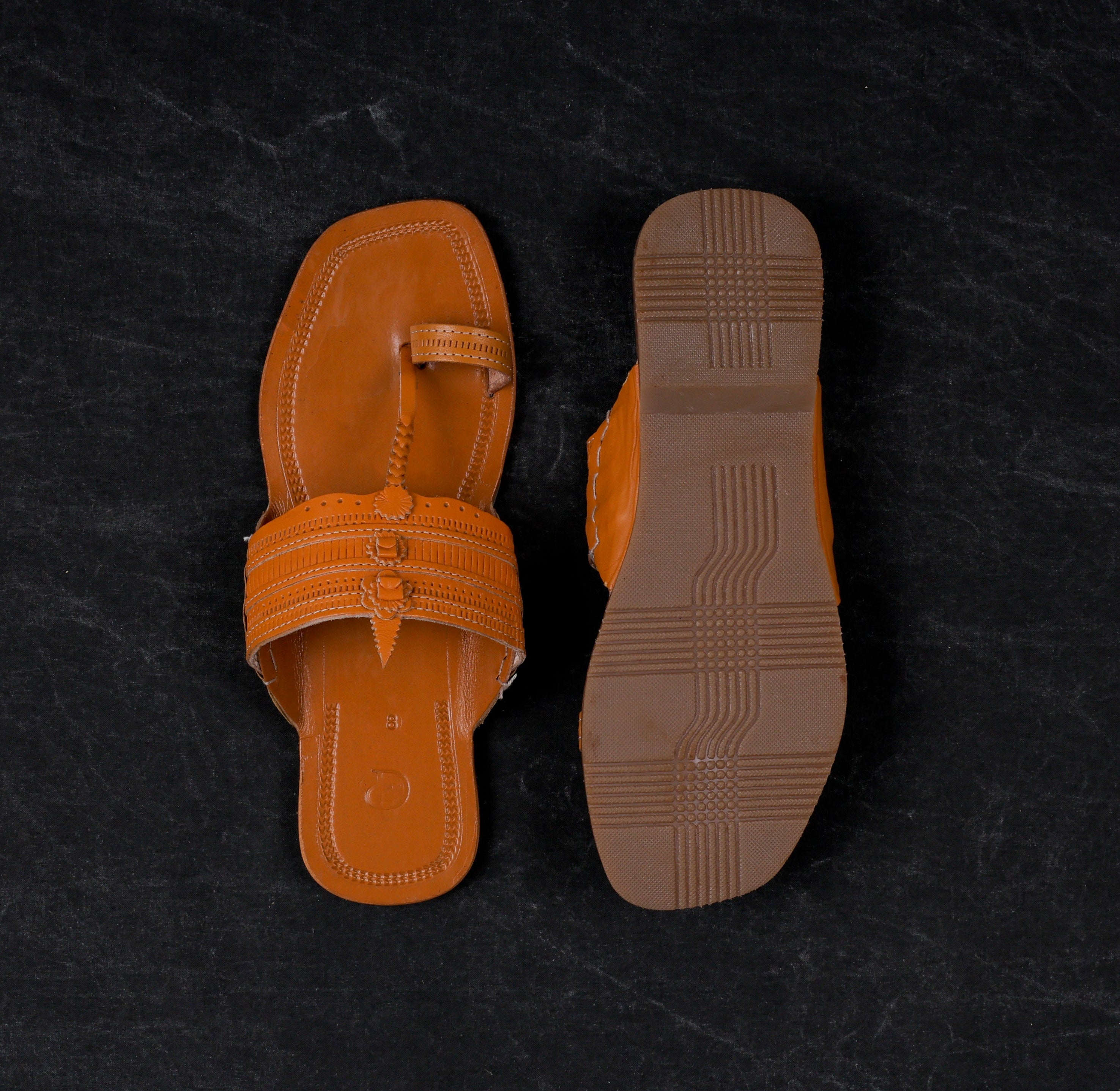 Tan Handcrafted Traditional Kolhapuri Sandals