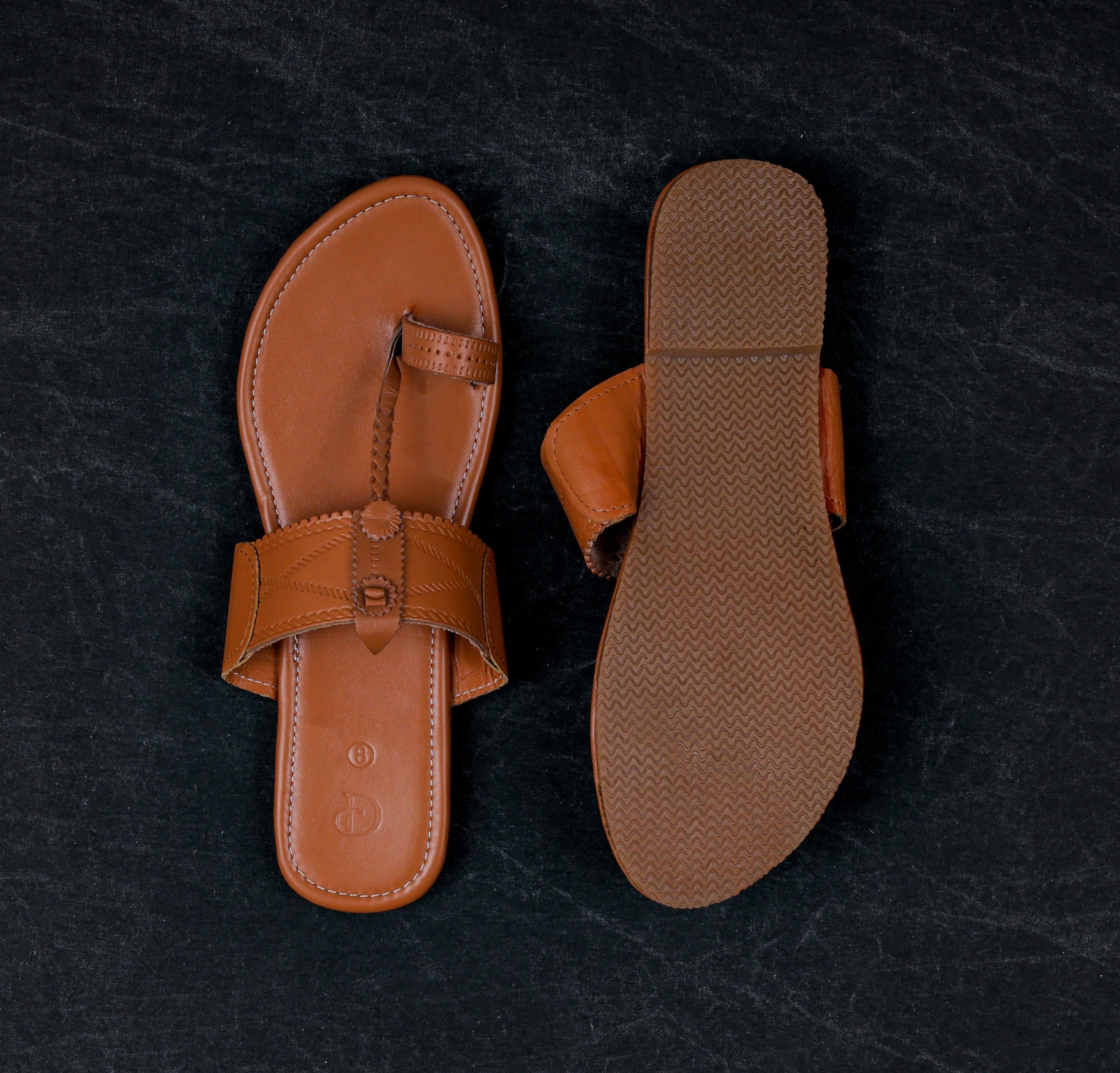 Tan Handcrafted Leather Kolhapuri Sandals
