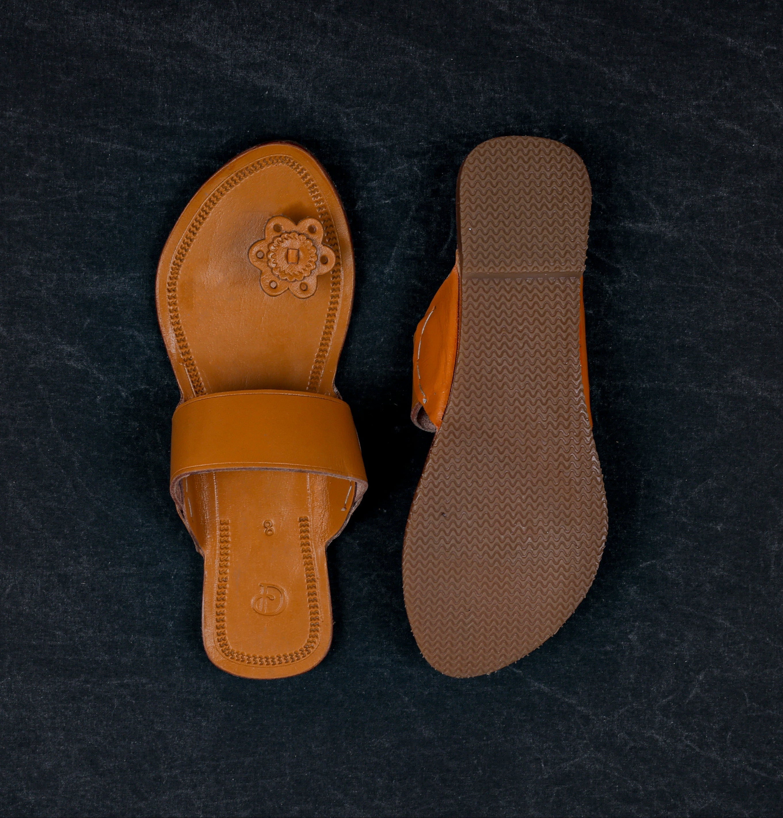 Tan Patent Leather Ethnic Flats