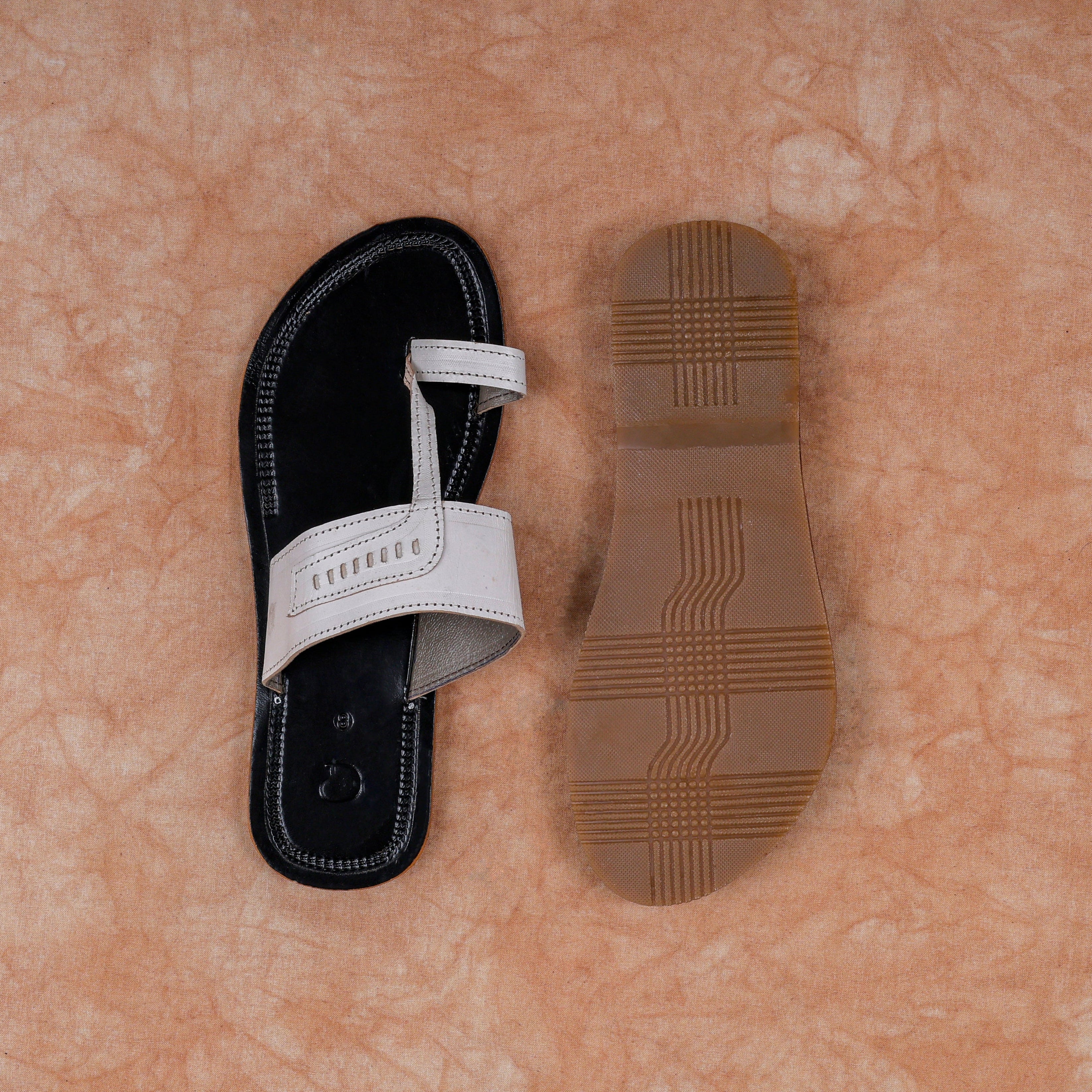 Black Two Tone Leather Kolhapuri Sandals