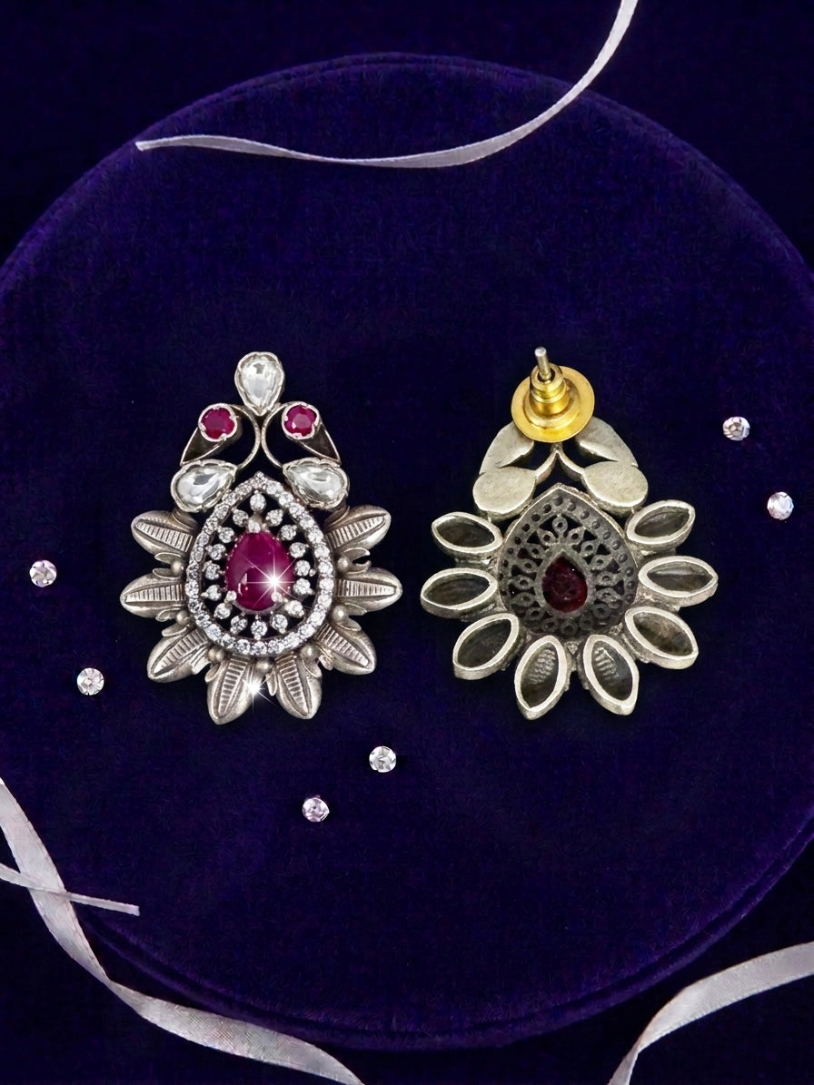 Ruby Halo Studs
