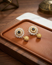 CZ Flower Studs with Changeable Center Stone
