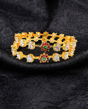 Floral Bangles with White CZ Accents
