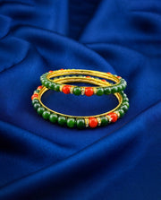 Green Beaded Bangles