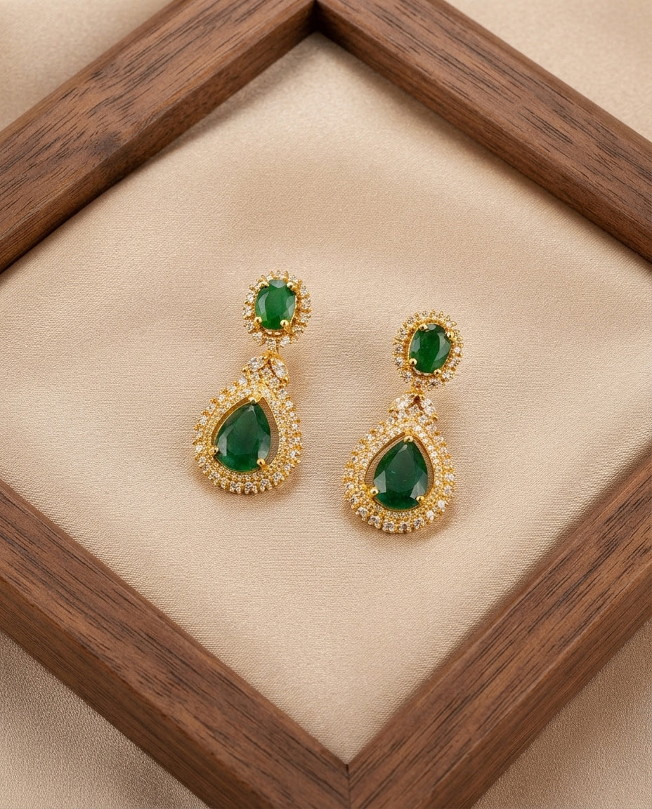 Green Drop Stone Danglers