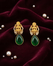 Laxmi Earrings with Bold Green Drops