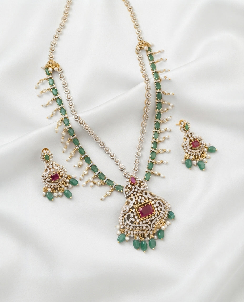 Maharani's Elegance Gemstone Necklace Set