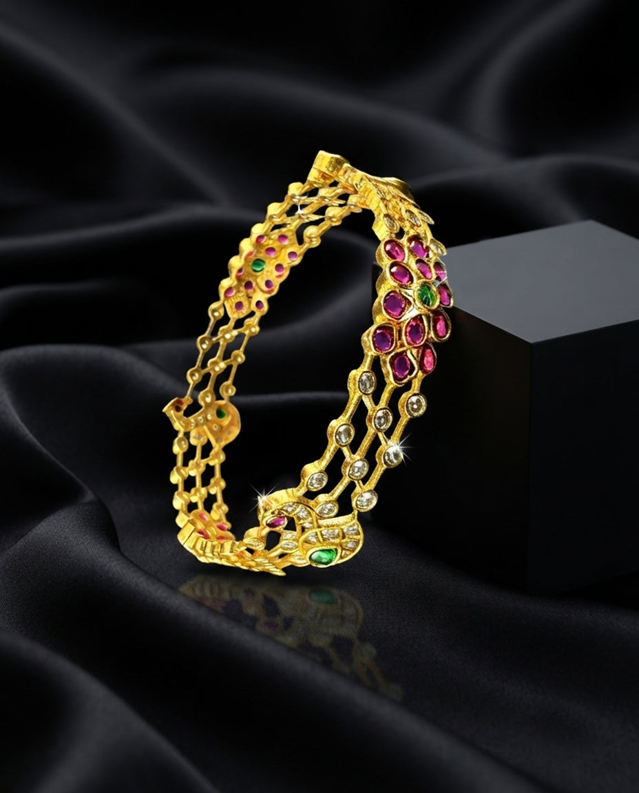 Multicolored Peacock and Flower Bangles