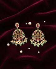 Ram Parivaar Earrings with Green Drops