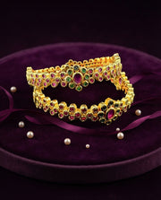 Simple Bangles with Pink & Green Stones