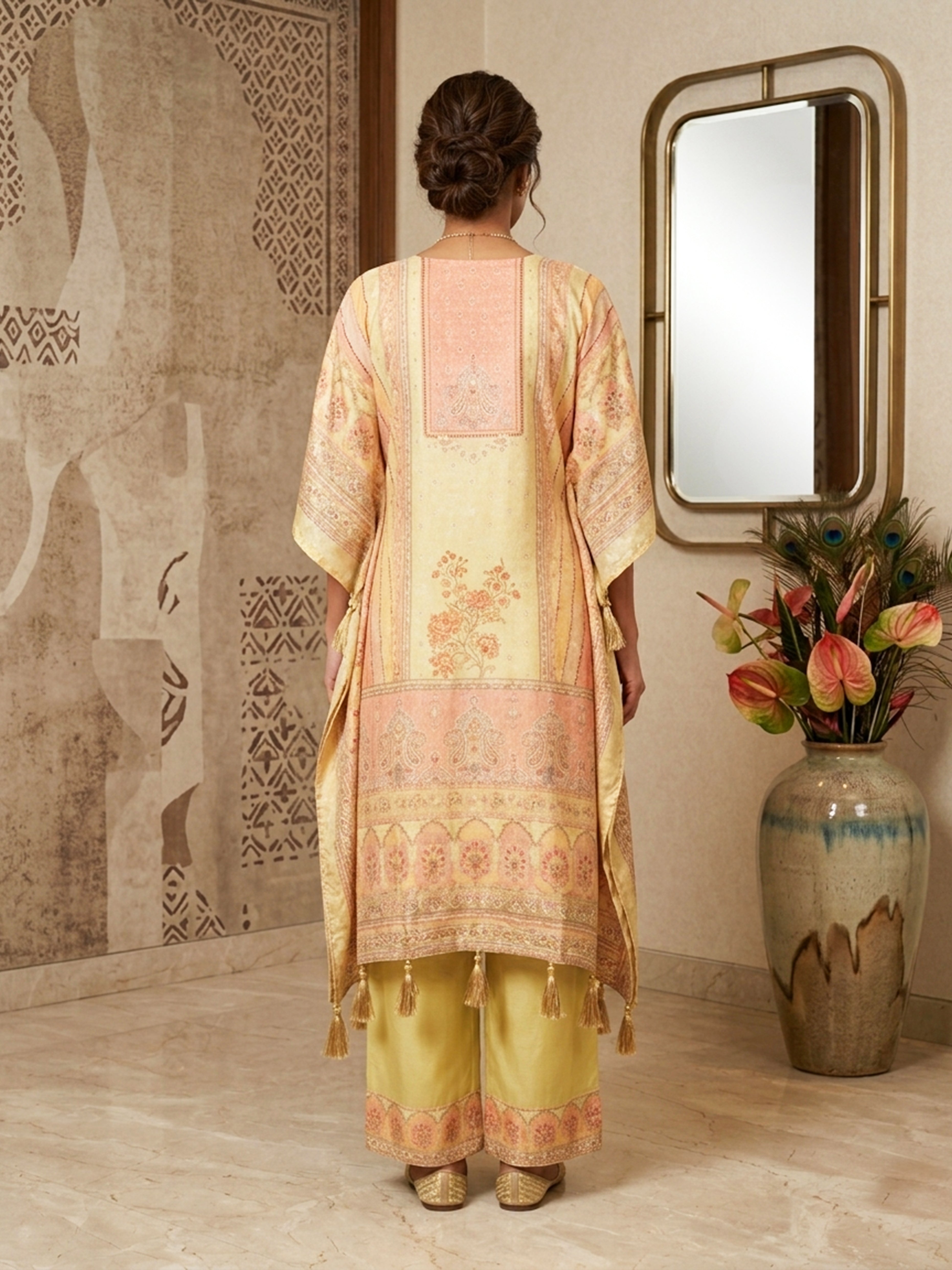 Floral Fusion Kaftan With Palazzo Set