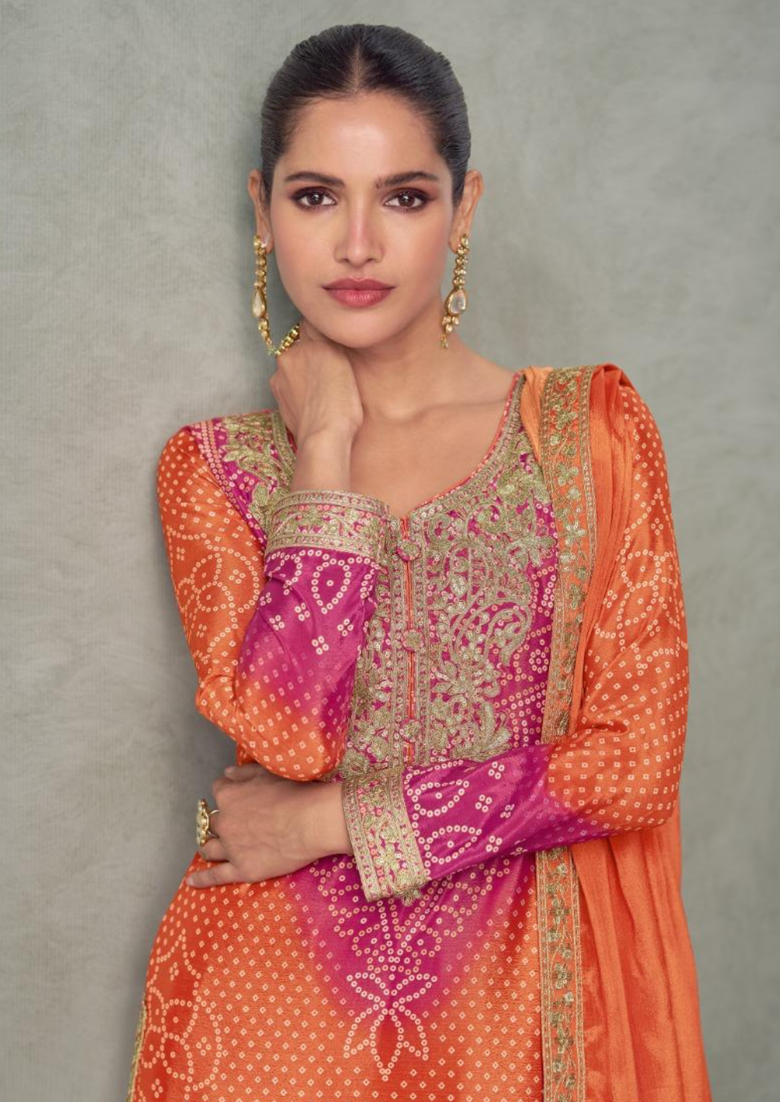 Bandini Sharara Set With Golden Chamki Embroidery