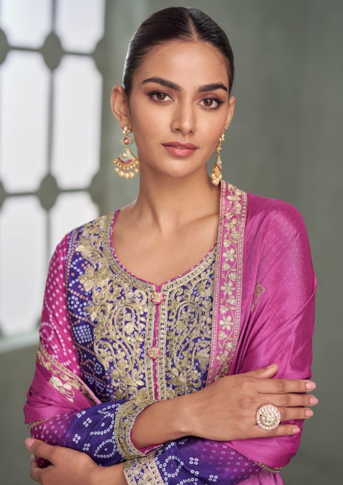 Bandini Sharara Set With Golden Chamki Embroidery